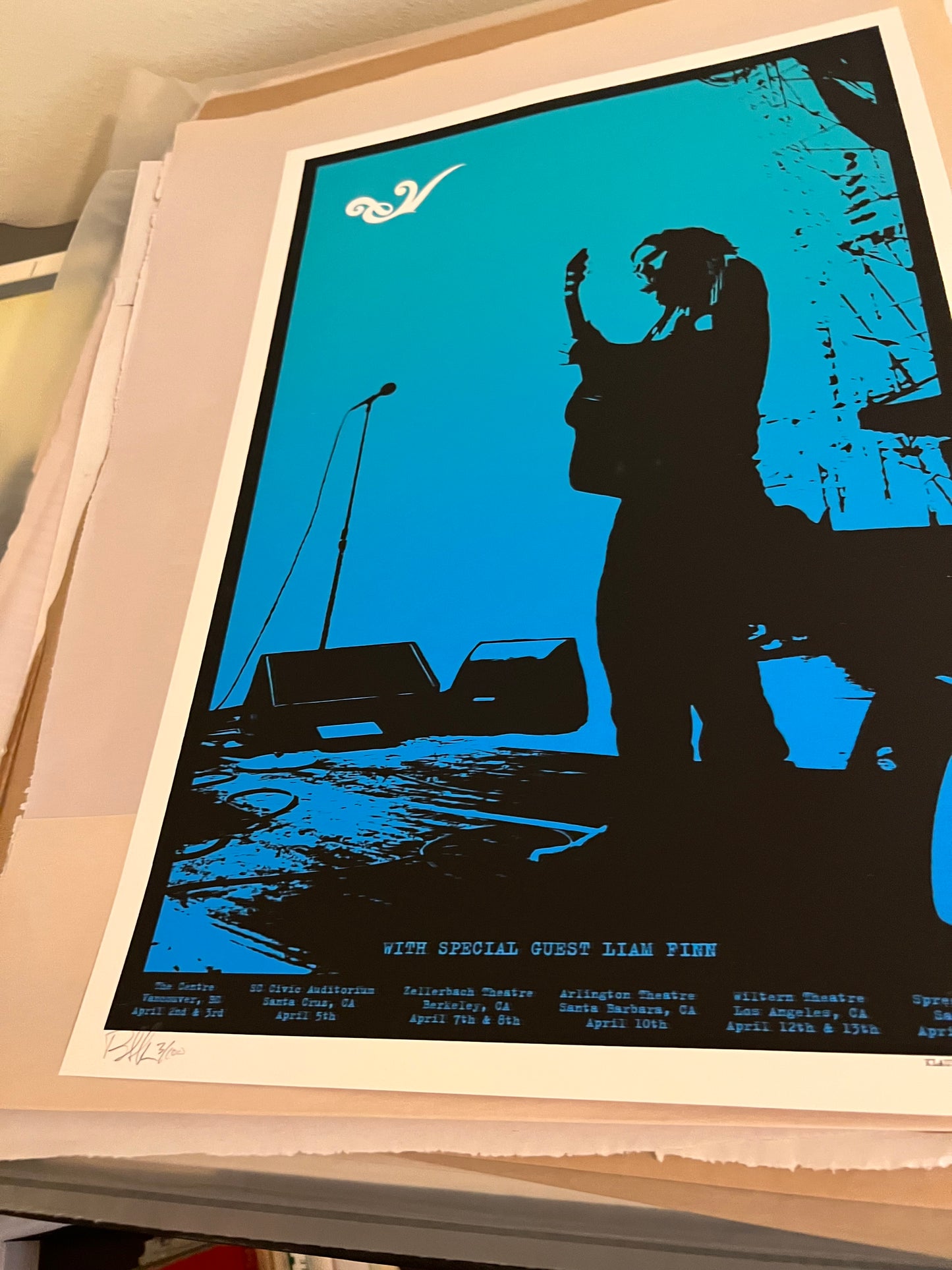 Eddie Vedder 2008 Solo Tour Poster w/ Liam Finn Klausen April 16.5x24.5 GRAIL!