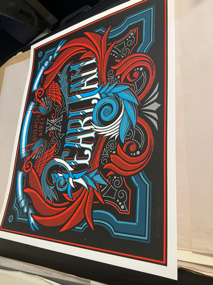 2011 Pearl Jam - Buenos Aires Concert Poster by Brad Klausen 23x20 SIGNED SN!