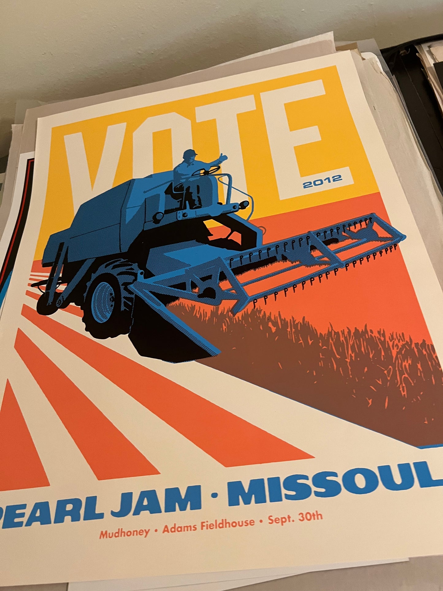 Vote 2012 Pearl Jam Missoula Mudhoney Sept 30 Poster AMES BROS 20x26!