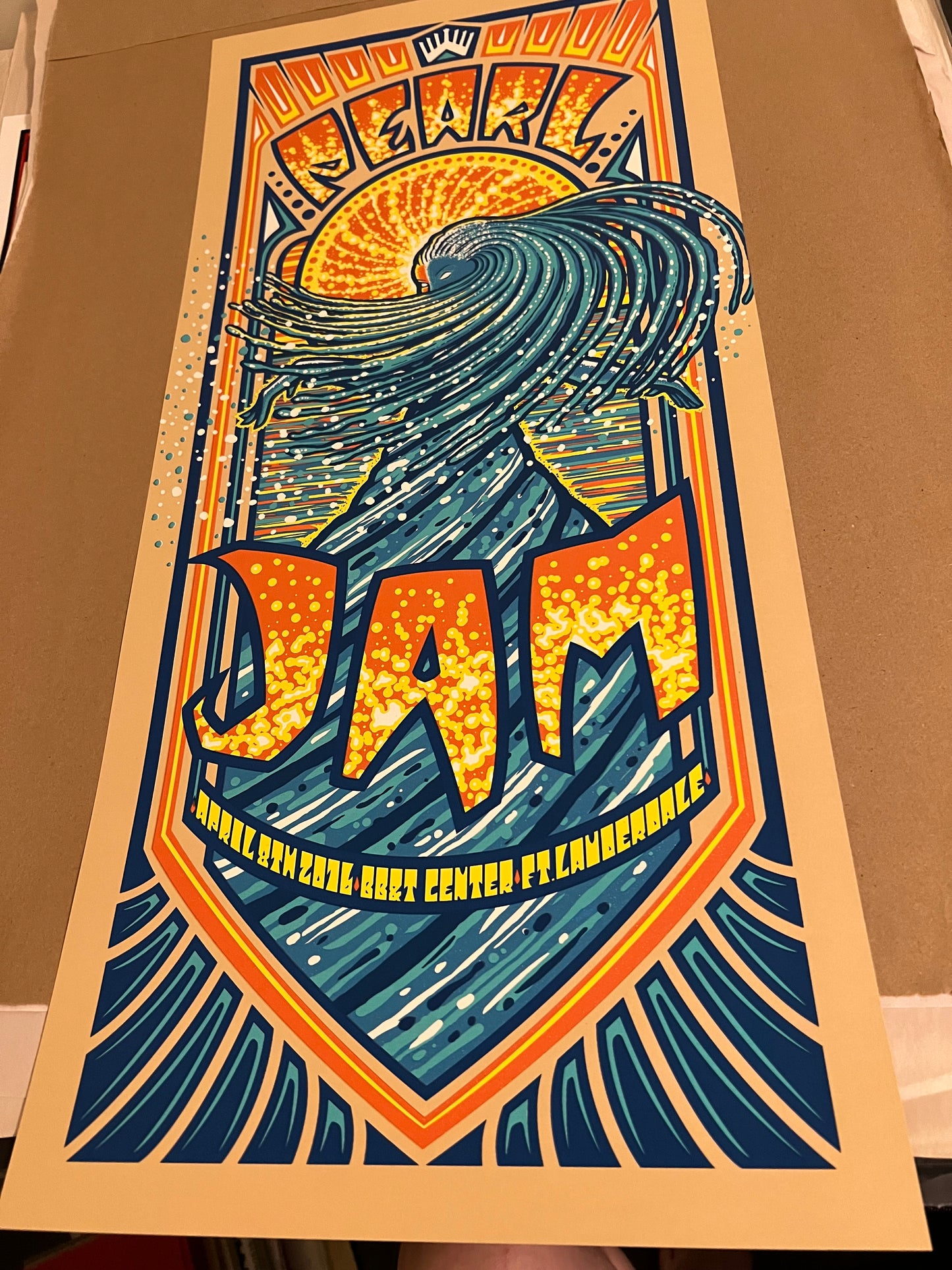 Pearl Jam April 8th 2016 bb&t center ft lauderale Poster 12x26!