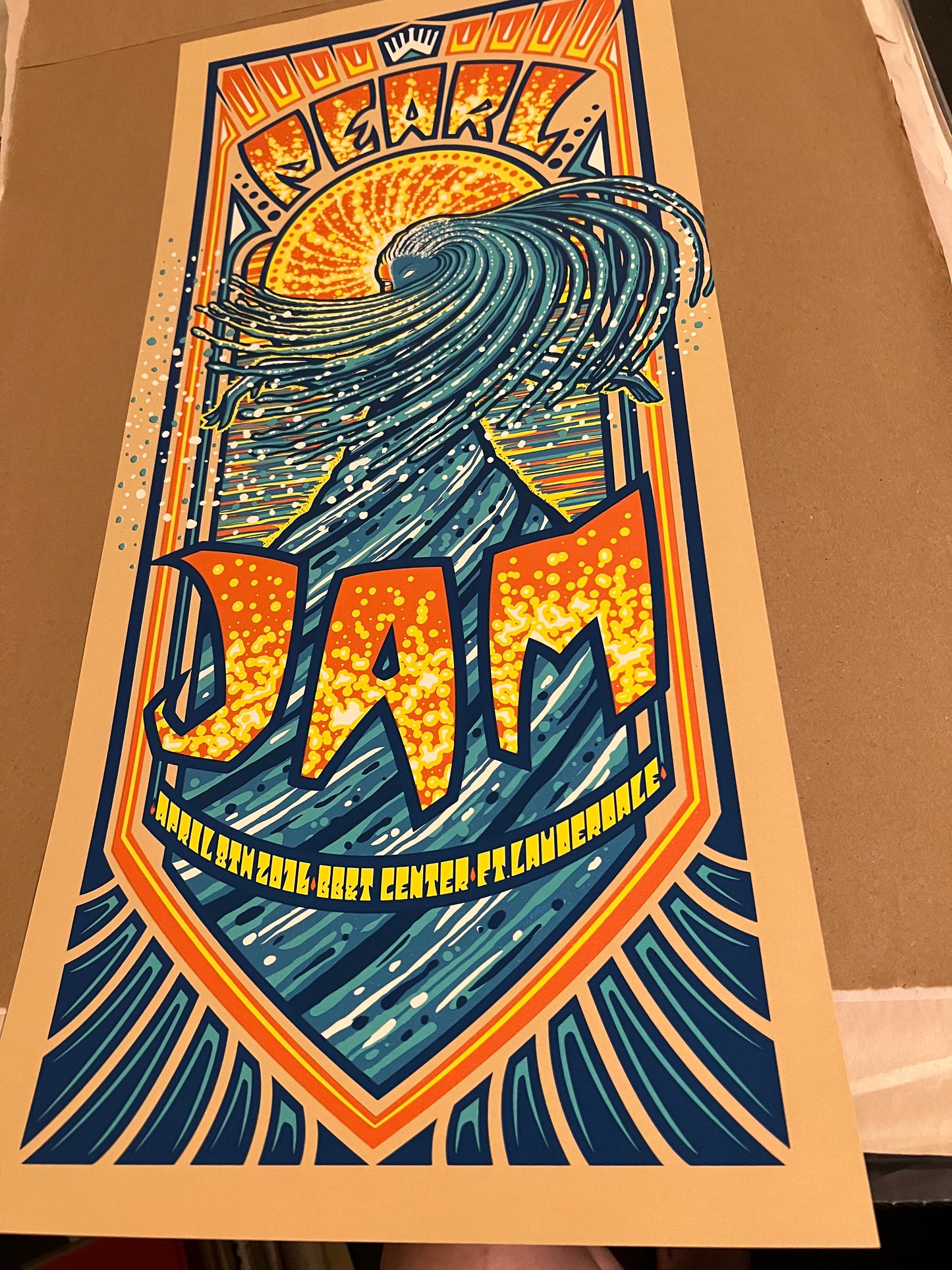 Pearl Jam April 8th 2016 bb&t center ft lauderale Poster 12x26!