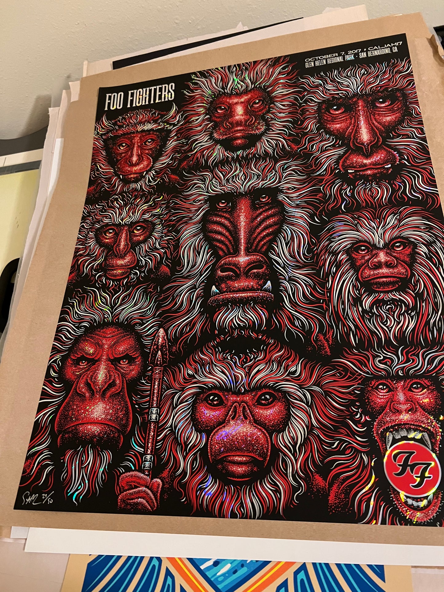 2017 Foo Fighters - Bernardino Silkscreen Concert Poster by Todd Slater GRAIL!