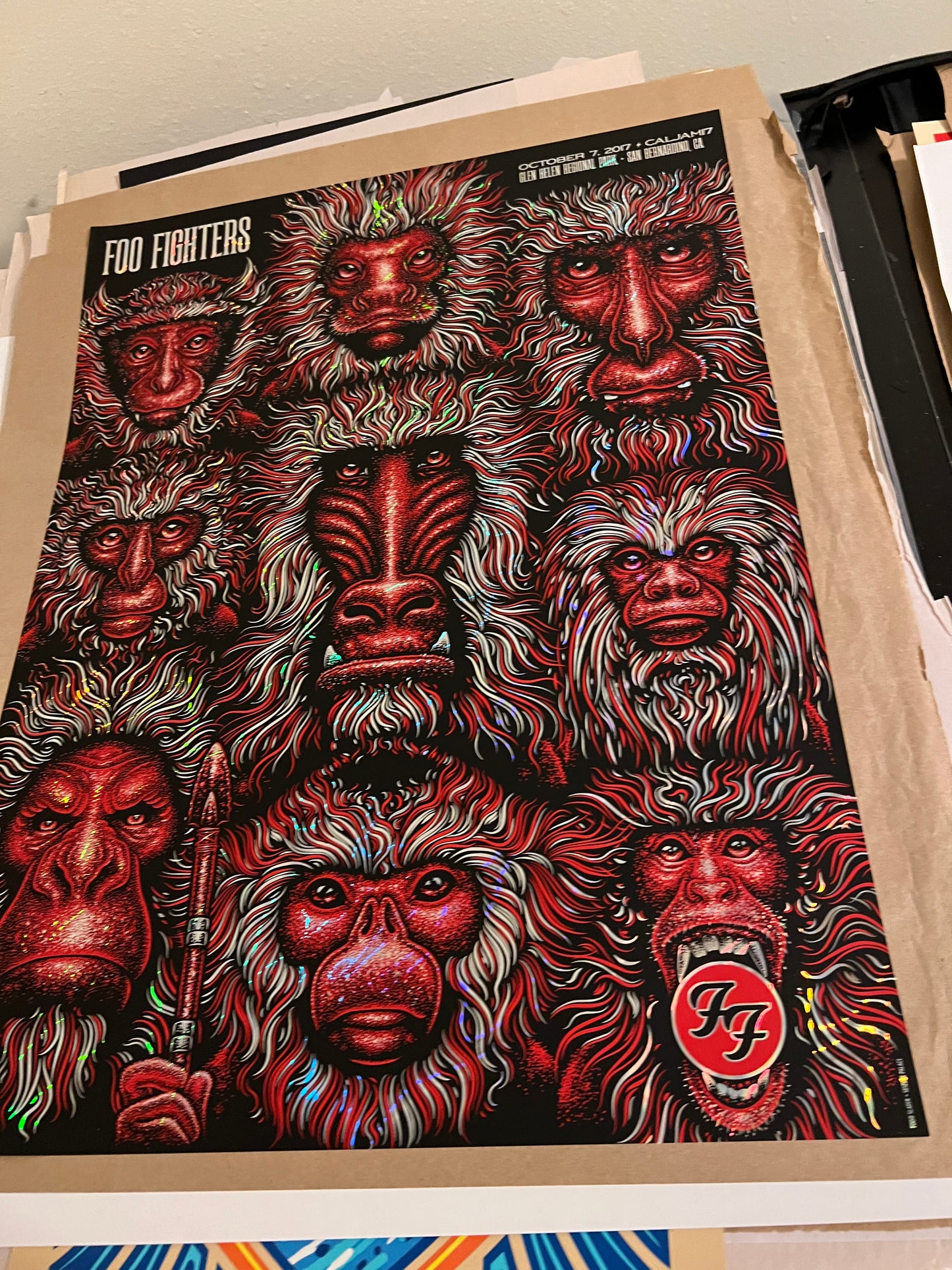 2017 Foo Fighters - Bernardino Silkscreen Concert Poster by Todd Slater GRAIL!