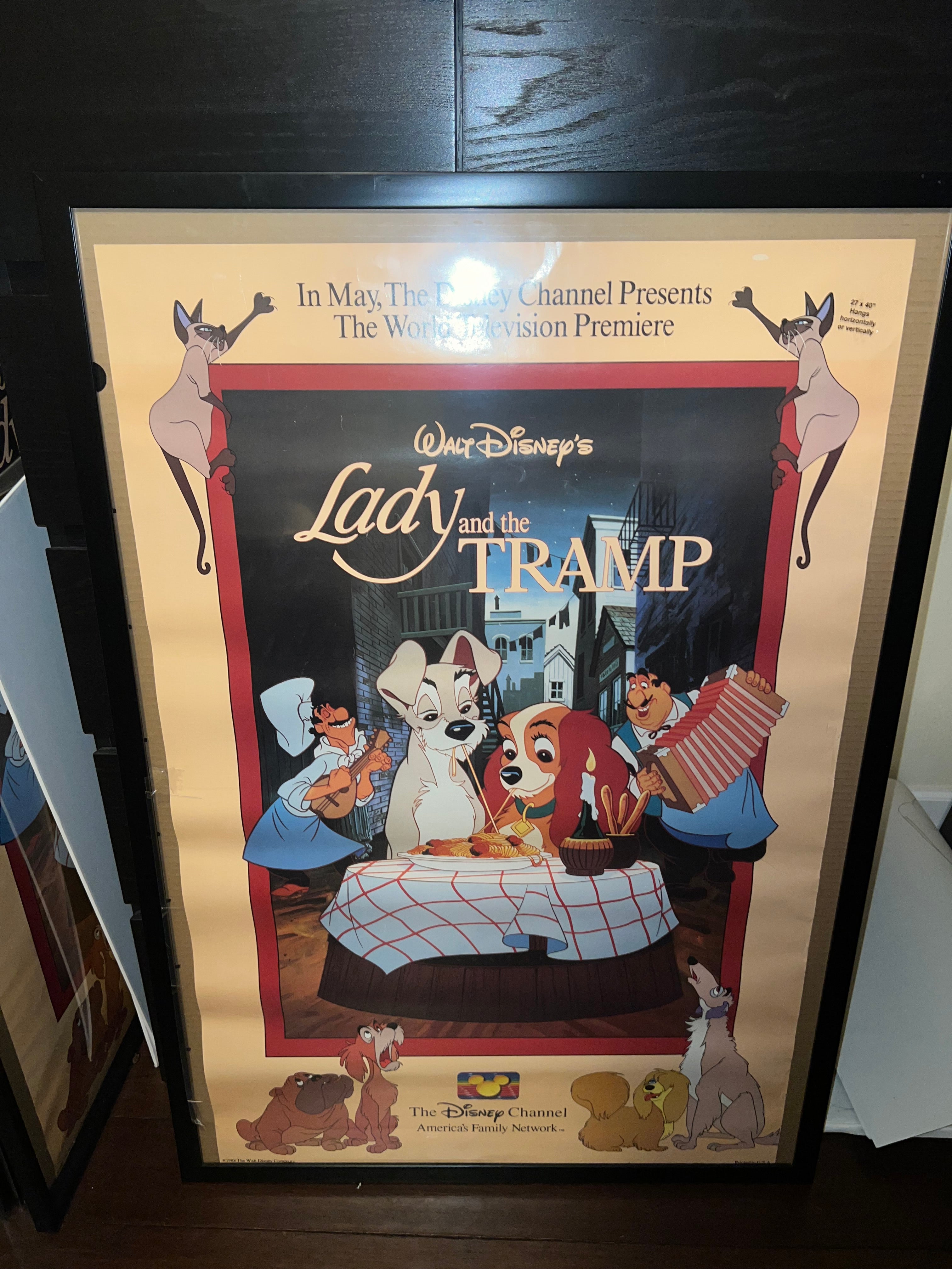 Lady and the Tramp Premier Movie Poster Original 1988 25x39!