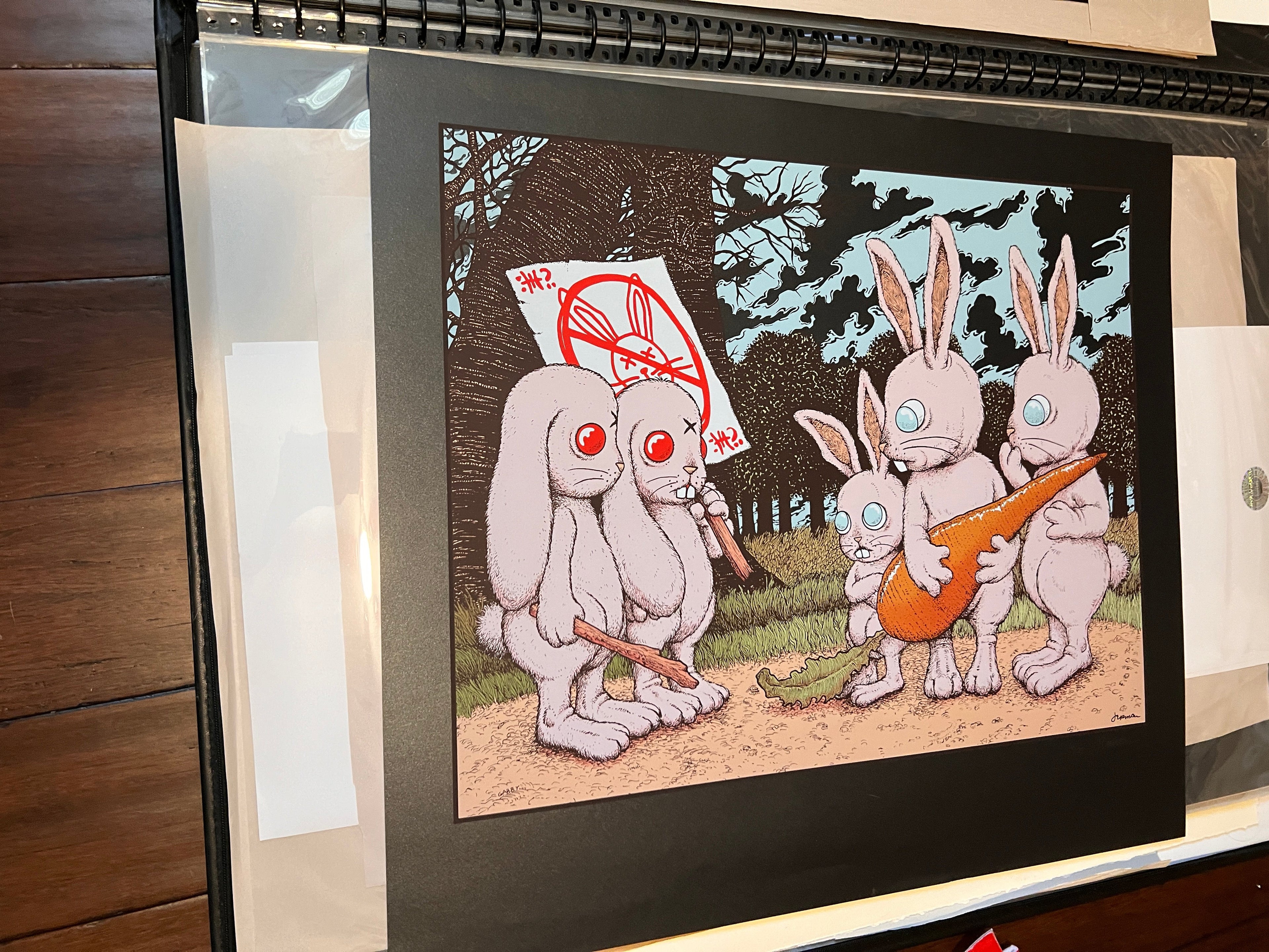 Jermaine Rogers Stupid Animals See Enemies Everywhere Blood Red 19x26 SIGNED