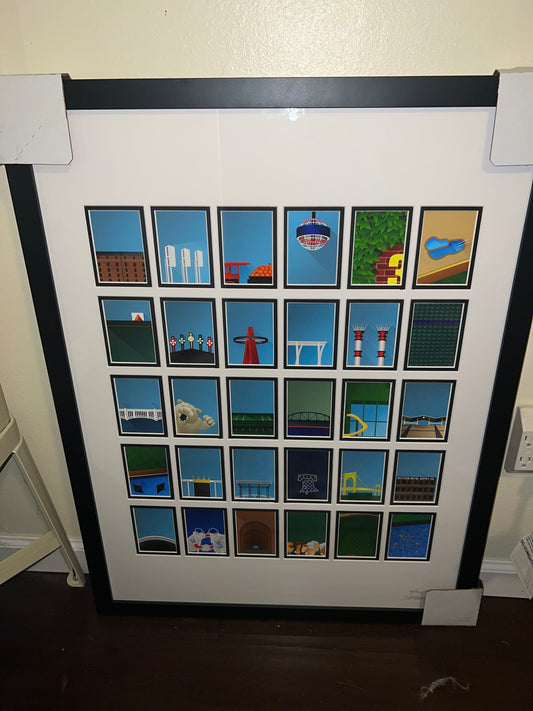 S Preston MLB Minimalist Stadiums SIGNED Numbered Framed Art!