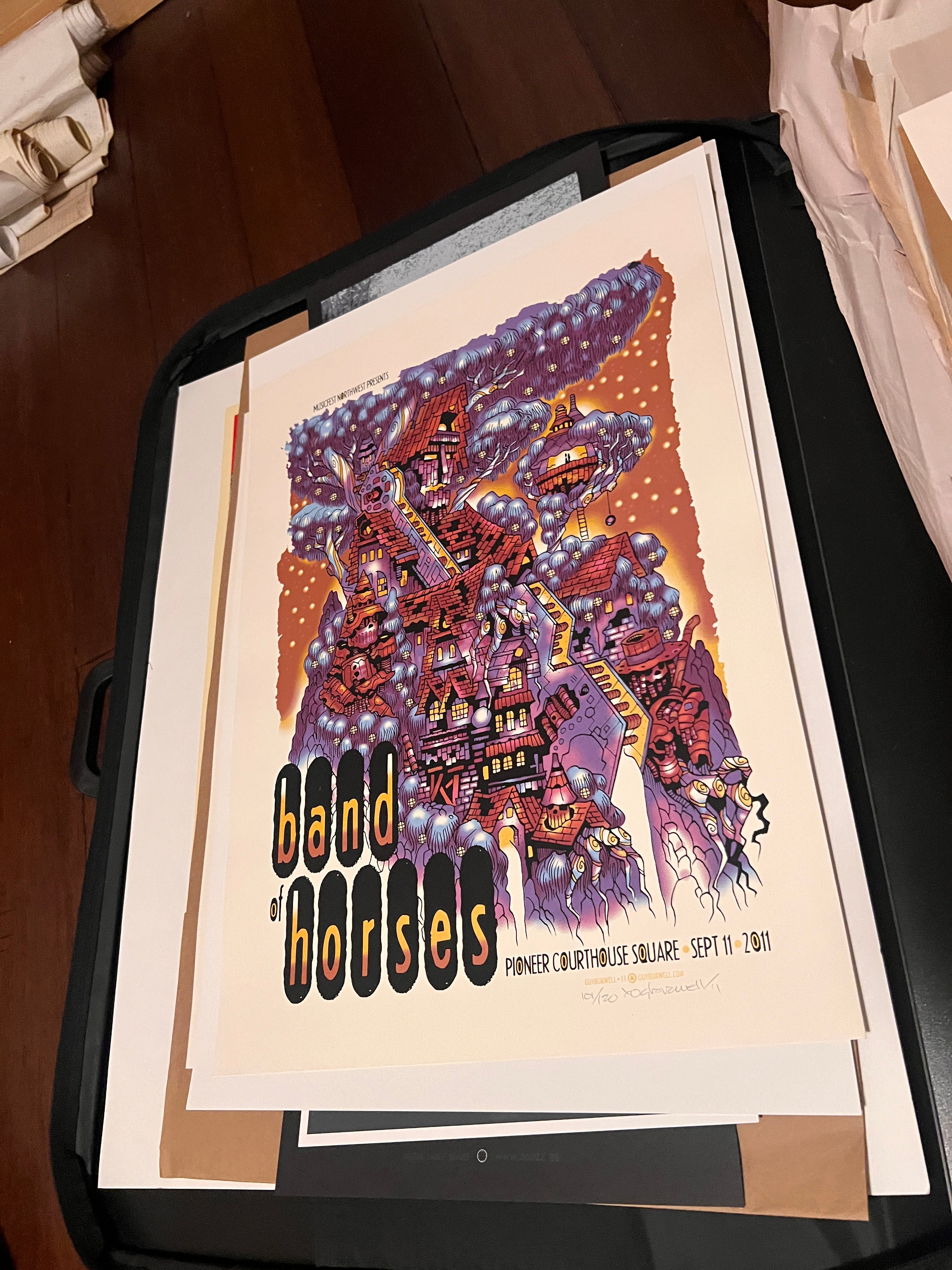 Band of horses pioneer square sept 11 2011 Guy Burwell Poster SIGNED SN!