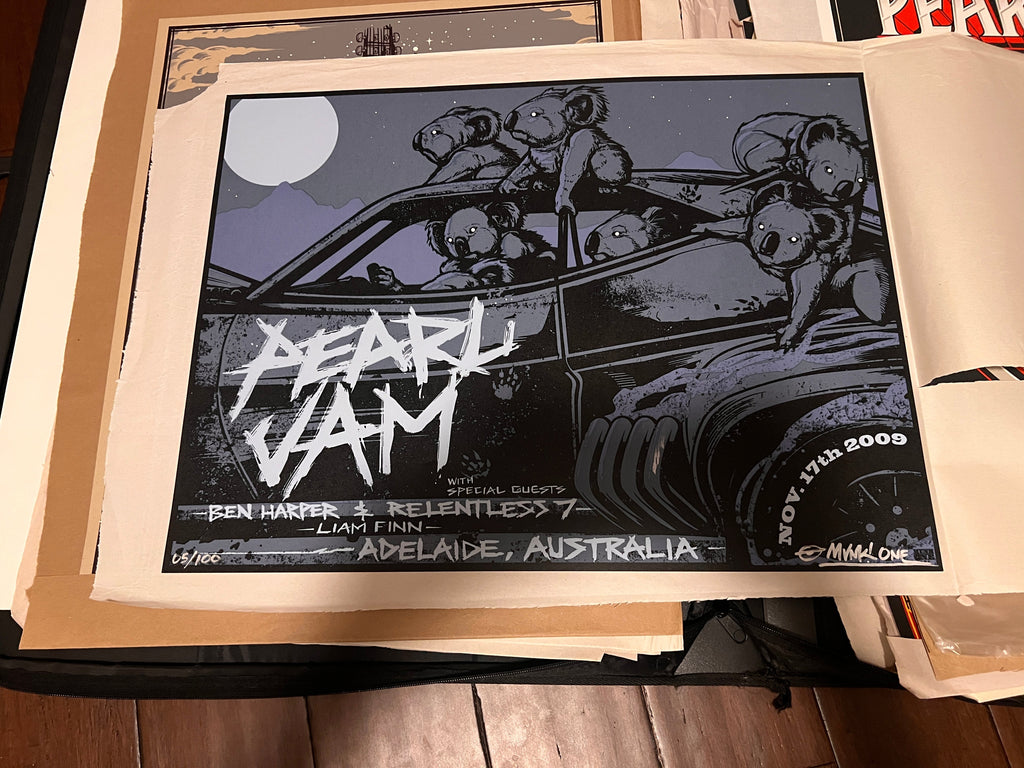 PEARL JAM at ADELAIDE, AU. 2009 MUNK ONE AP SIGNED & NUMBERED GRAIL 24x18!