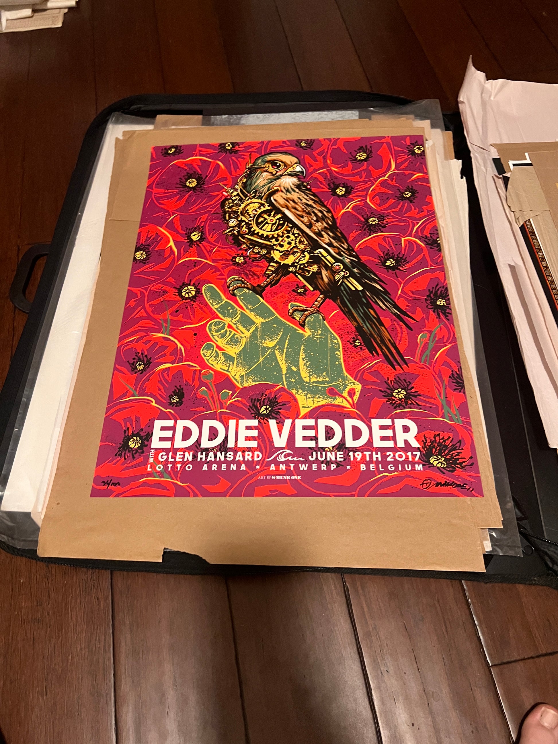 Eddie Vedder - 2017 Munk One Poster Antwerp SIGNED SN!  18x25.5!