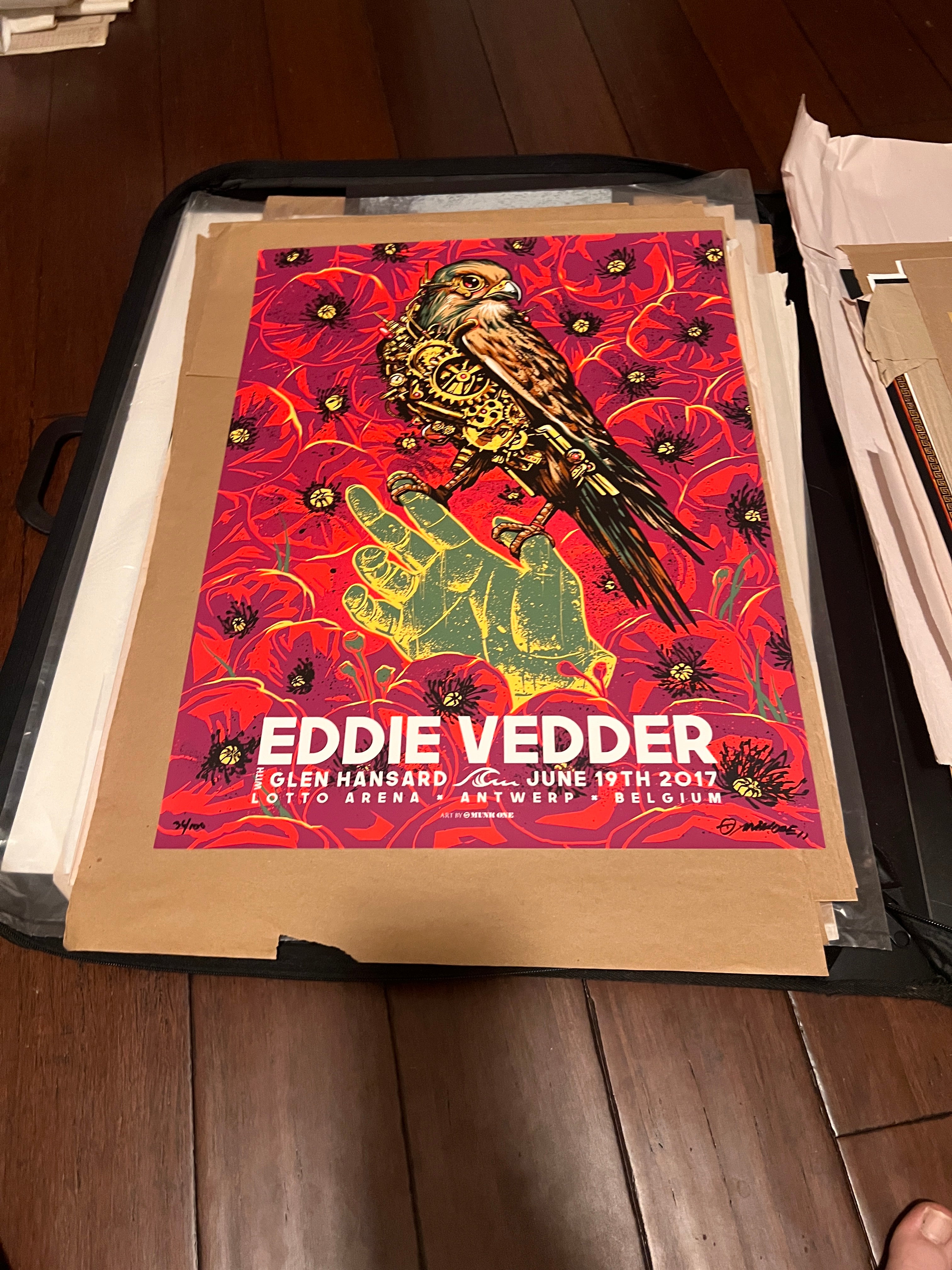 Eddie Vedder - 2017 Munk One Poster Antwerp SIGNED SN!  18x25.5!