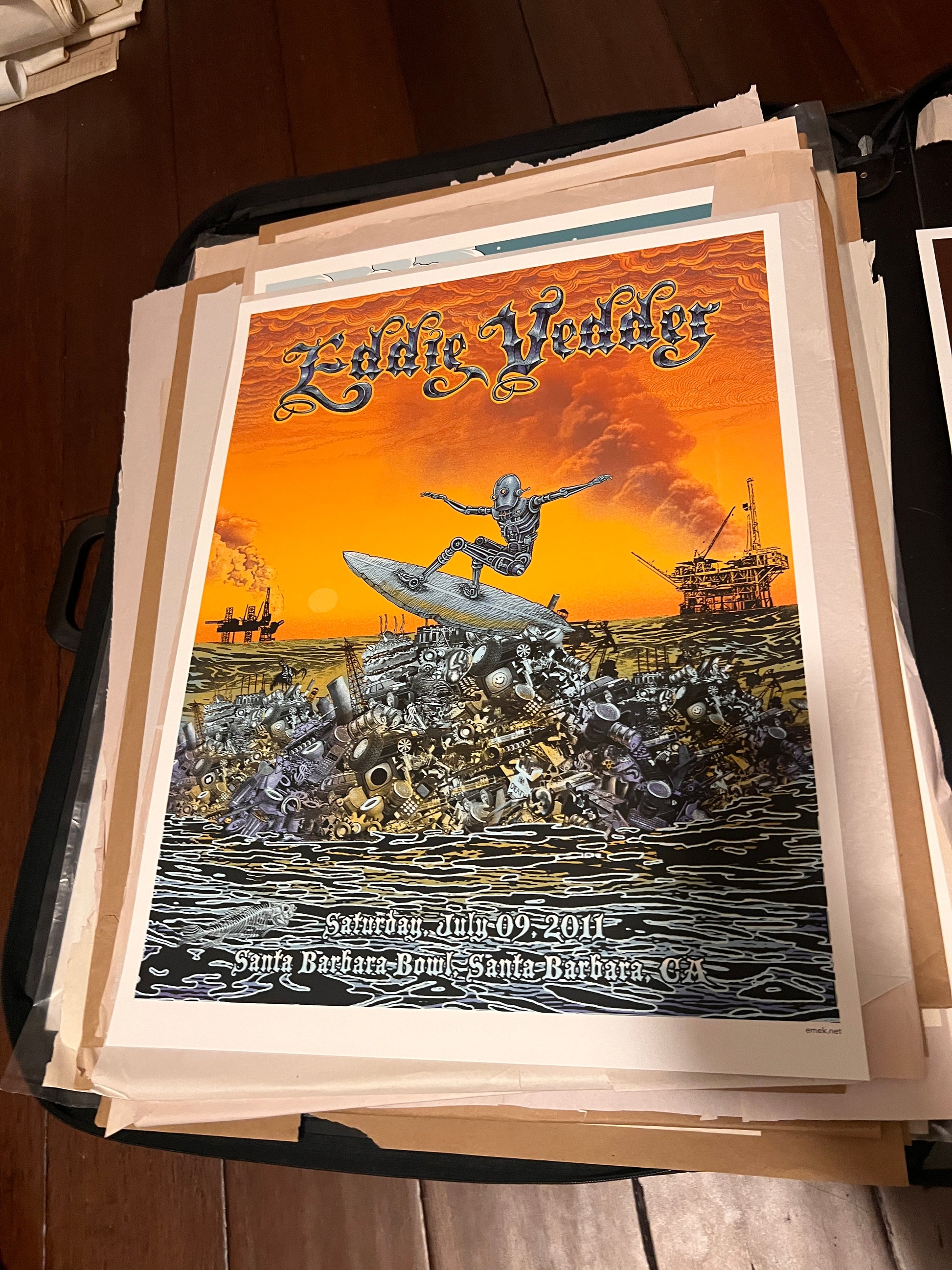 Eddie Vedder July 9 2011 Emek Poster Rare Santa Barbara CA!