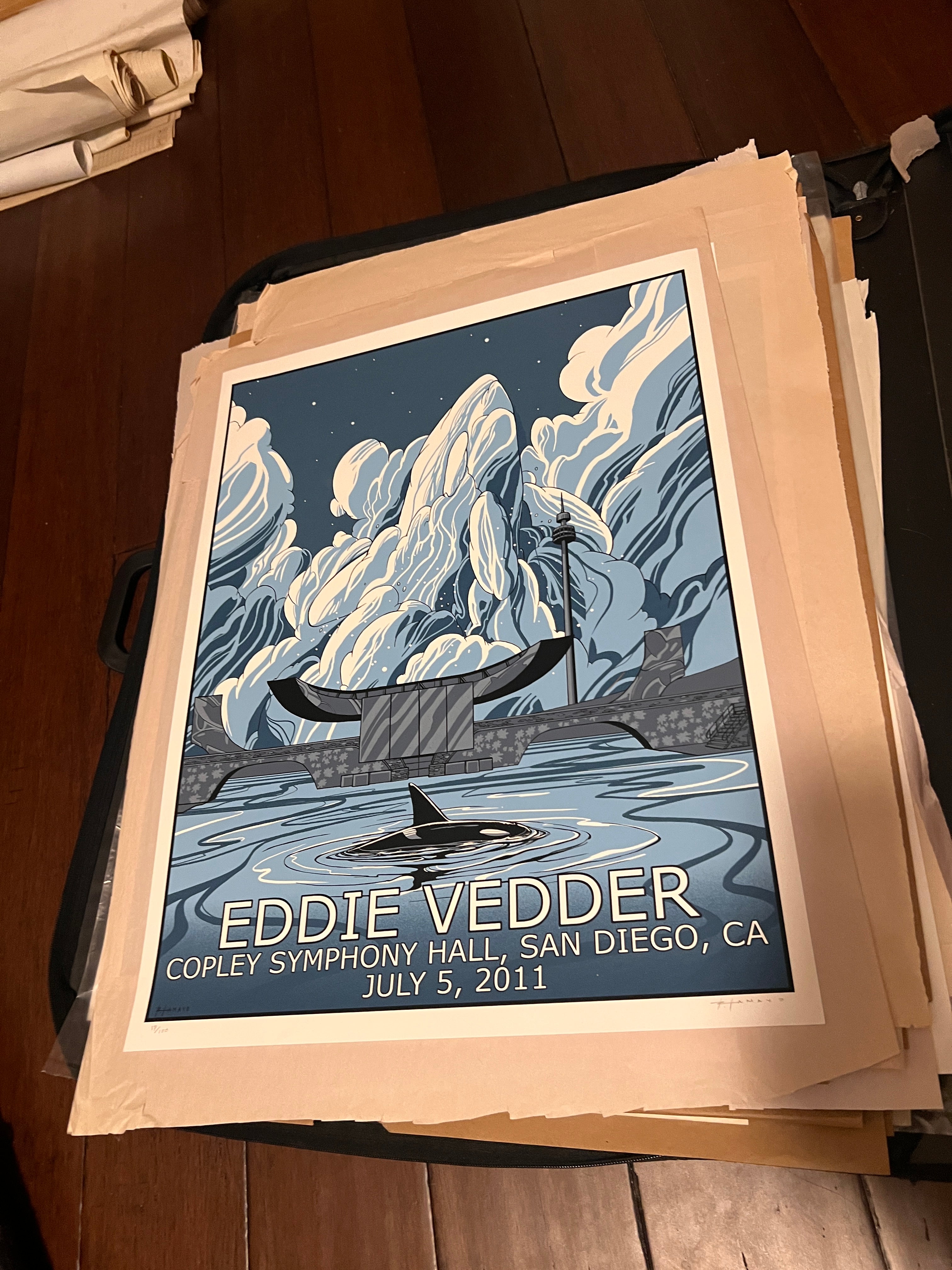 Eddie Vedder San Diego 2011 Poster by Amayo Signed SN!  18x24! VARIANT!