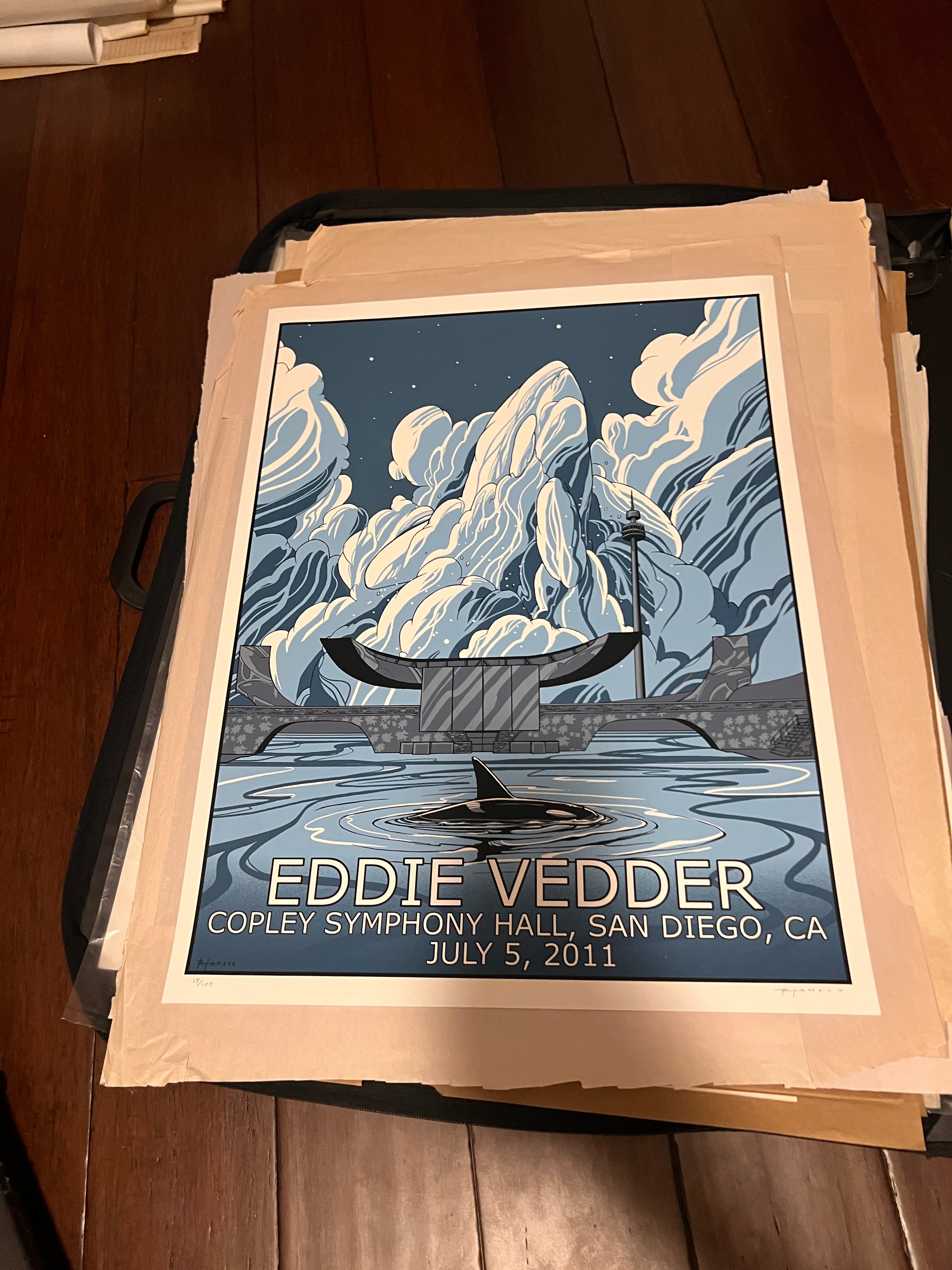 Eddie Vedder San Diego 2011 Poster by Amayo Signed SN!  18x24! VARIANT!