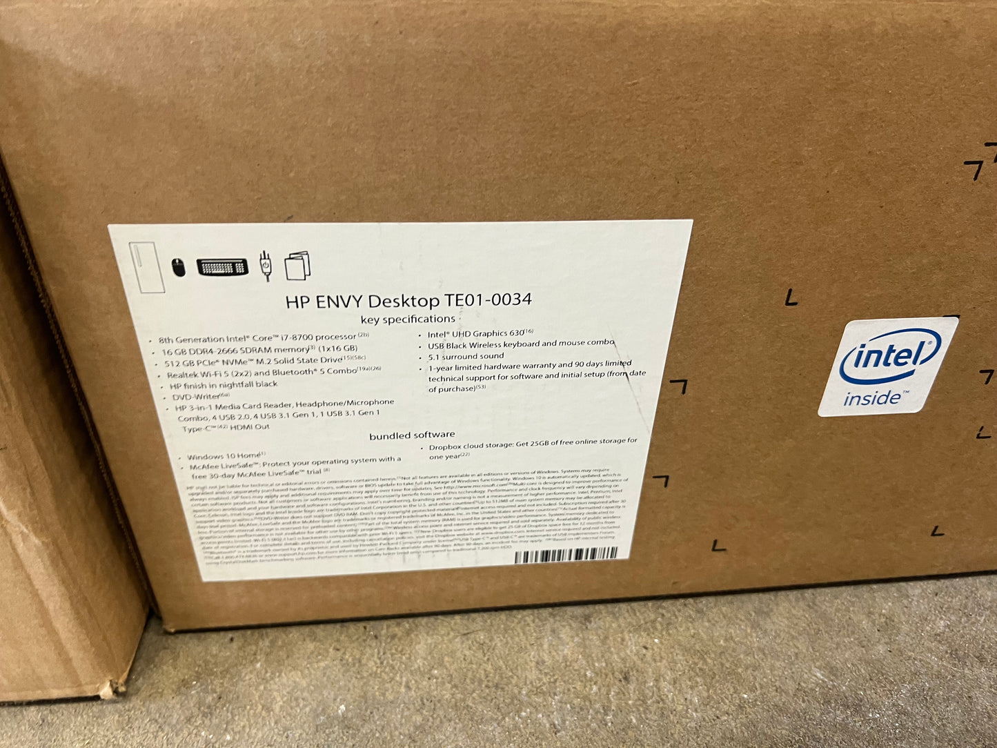 HP Envy Desktop Model TE01-0034 BRAND NEW! i7 16gb 512GB SSD