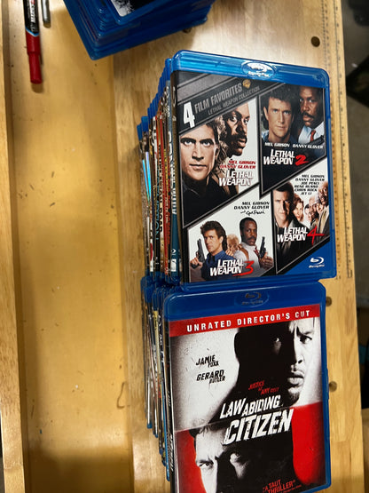 Huge bundle of action and thriller bluray movies!    Over 65 total!