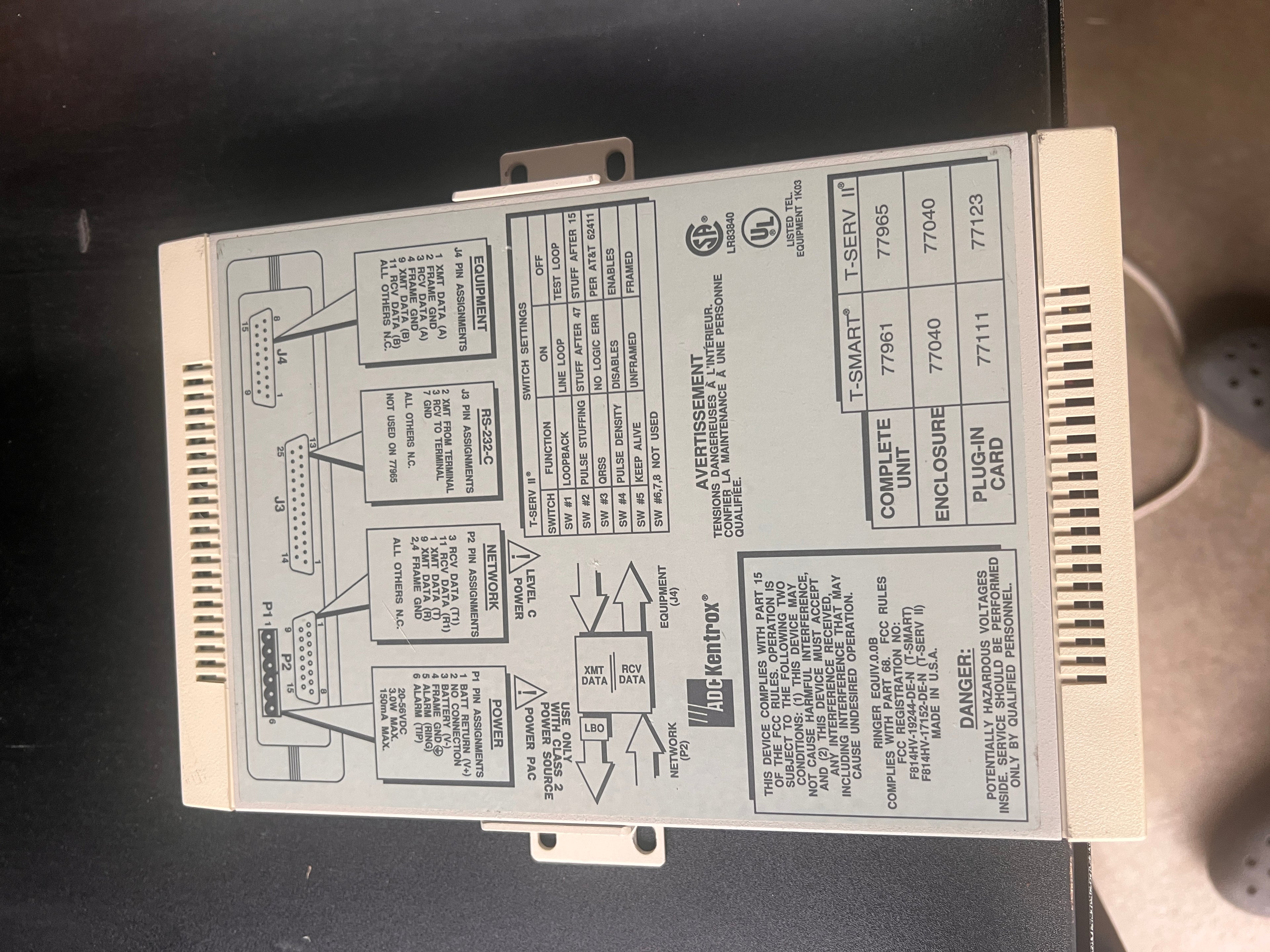 ADC Kentrox 77965 T-SERV II CSU Complete unit