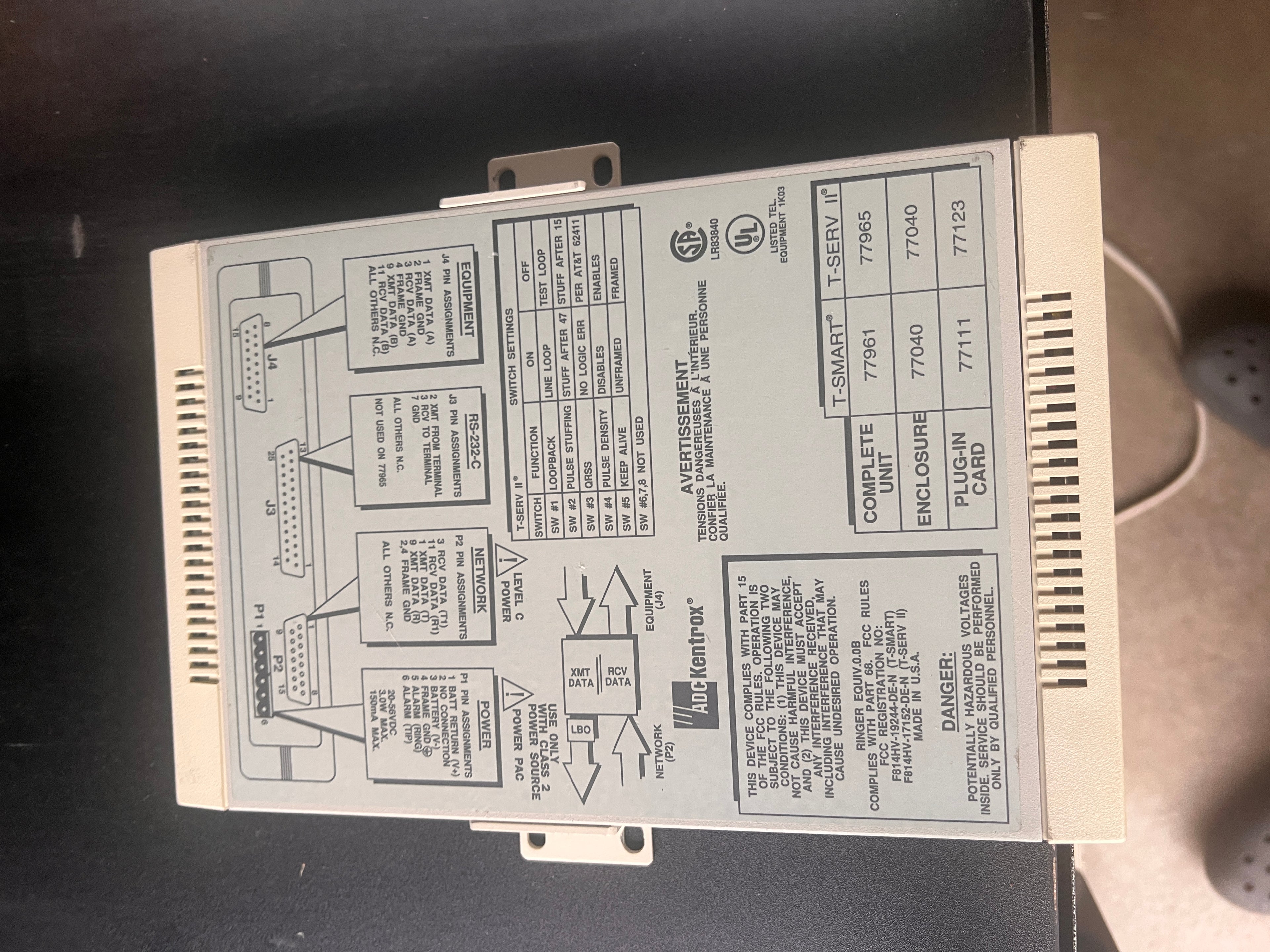 ADC Kentrox 77965 T-SERV II CSU Complete unit