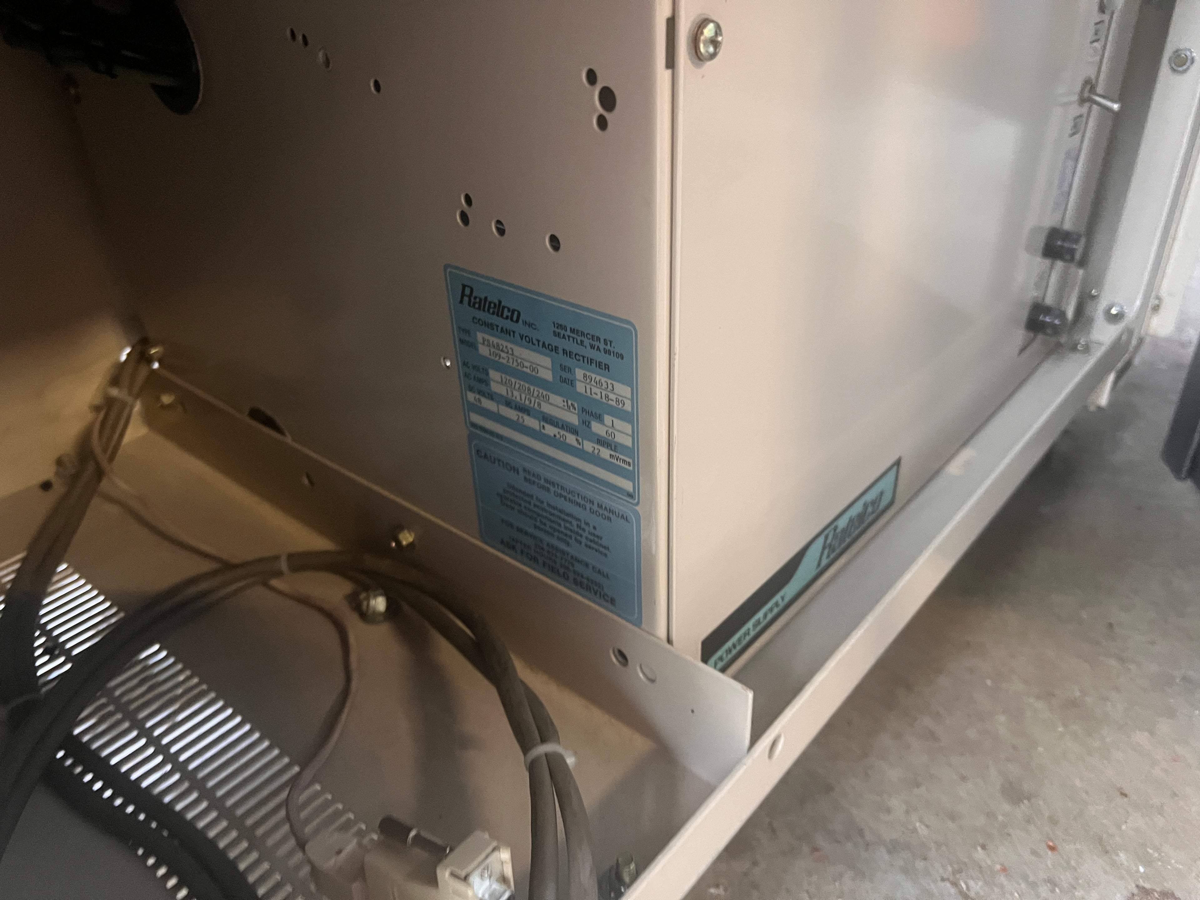 Ratelco NEAX Power Base with  PS48253 109-2750-00 Battery Eliminator Power Supply