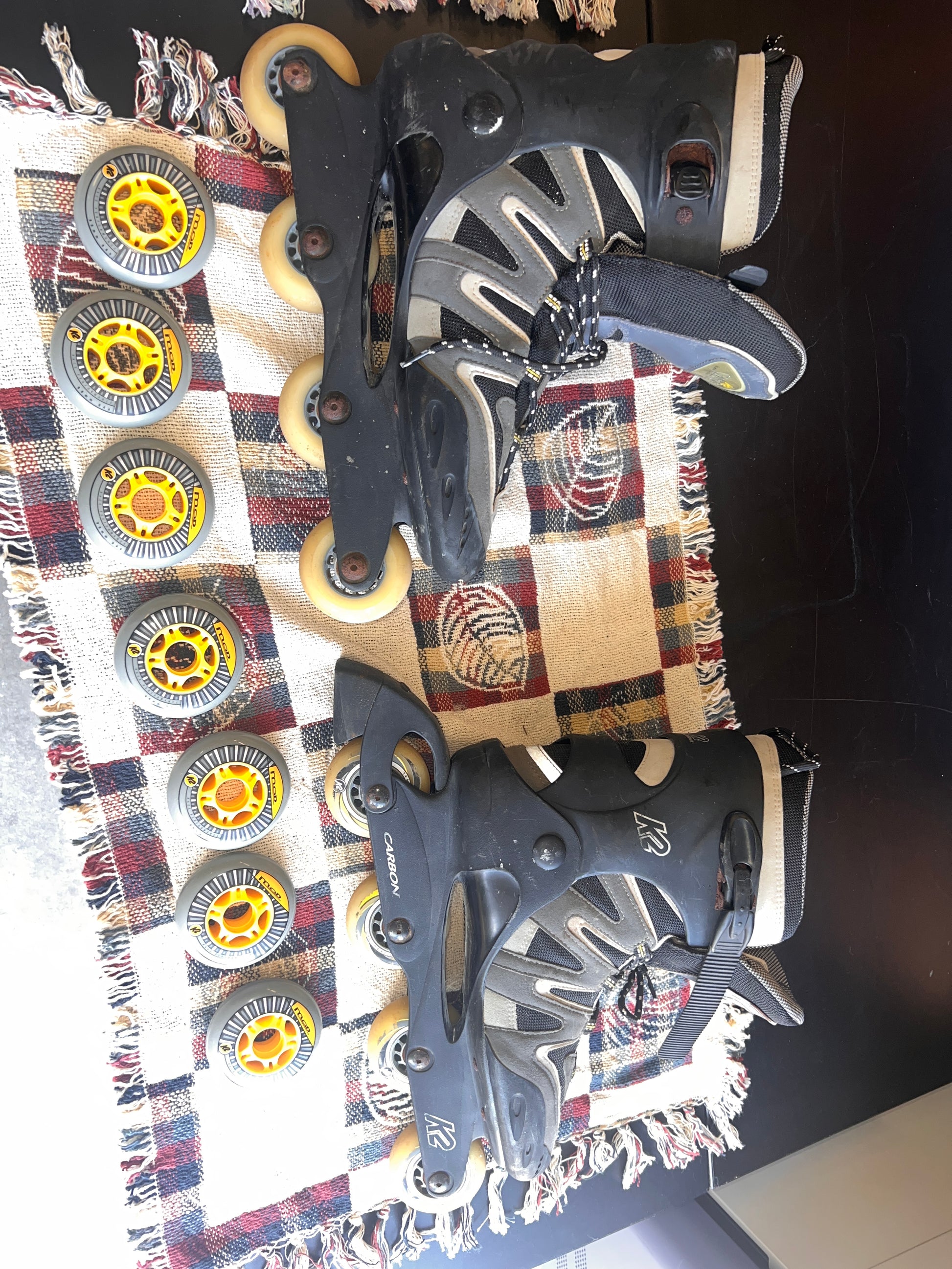 K2 CAMANO-M Carbon Rollerblades Inline Skates Men's US 12 with K2 Mod wheels