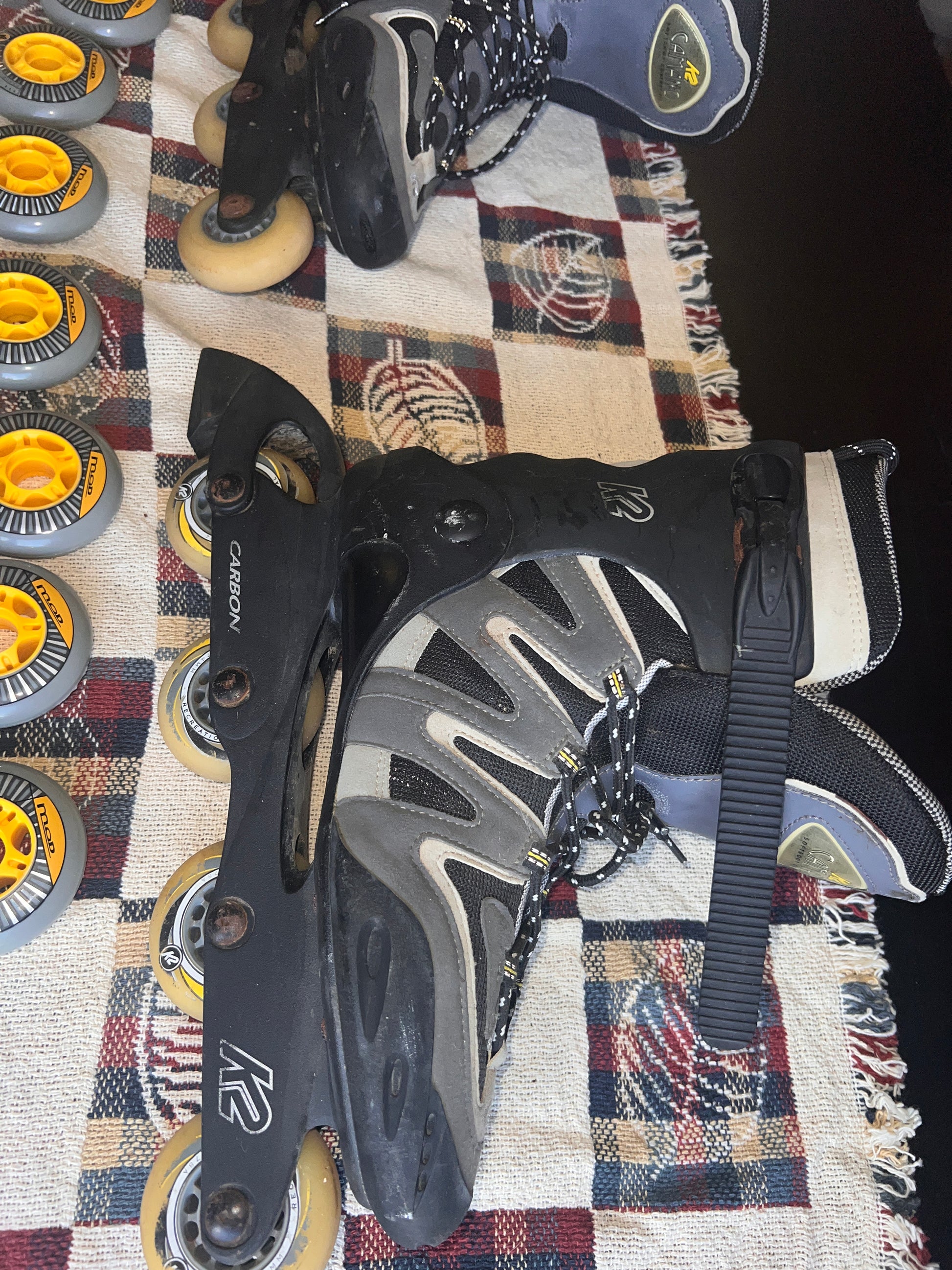 K2 CAMANO-M Carbon Rollerblades Inline Skates Men's US 12 with K2 Mod wheels