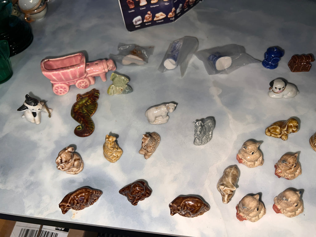 Antique Snow White and 7 Dwarfs Bisque Figures made in Japan and Wade of England!