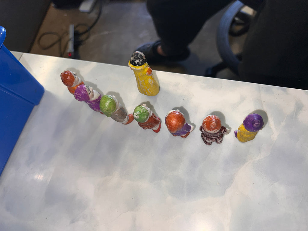 Antique Snow White and 7 Dwarfs Bisque Figures made in Japan and Wade of England!