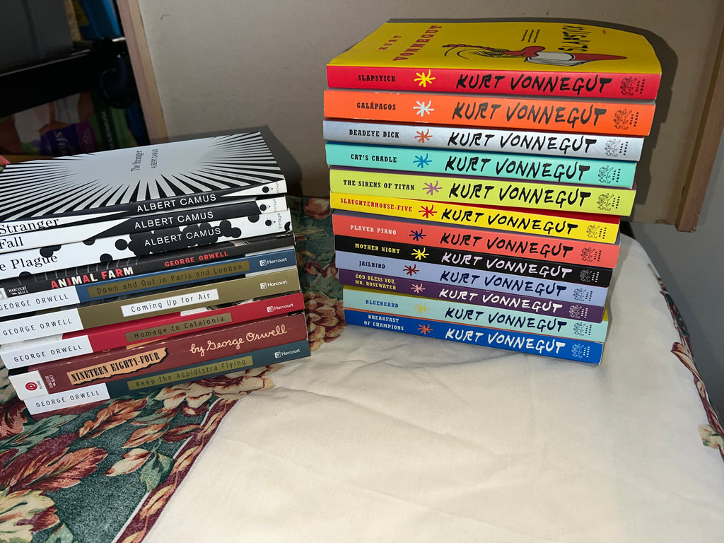 Bundle of Kurt Vonnegut Albert Camus and George Orwell Books!