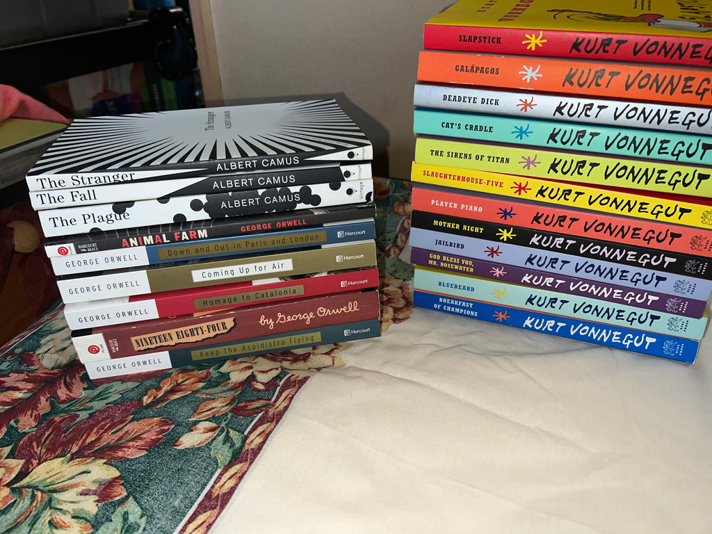 Bundle of Kurt Vonnegut Albert Camus and George Orwell Books!