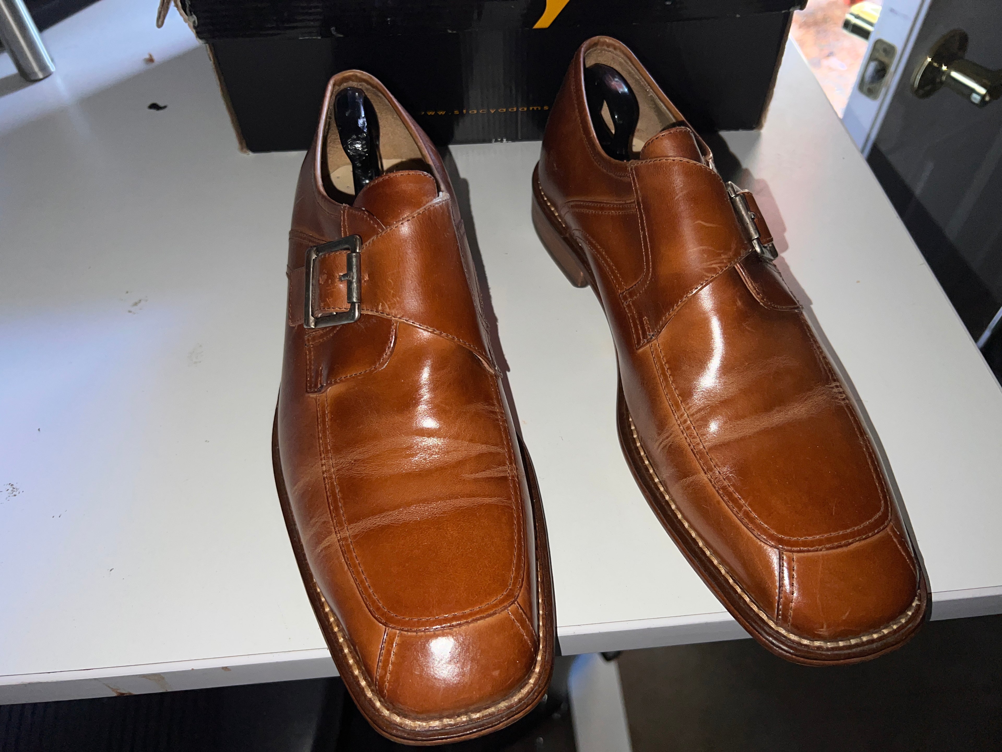 Stacy Adams Gusto Oak Mens Leather Dress Shoes Size 9.5