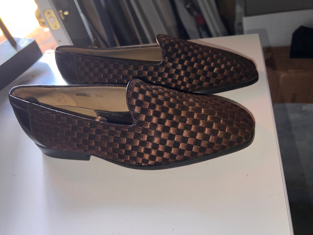 Giorgio Brutini Mens Dress Shoes Size 9.5 M Checkered Tan Brown