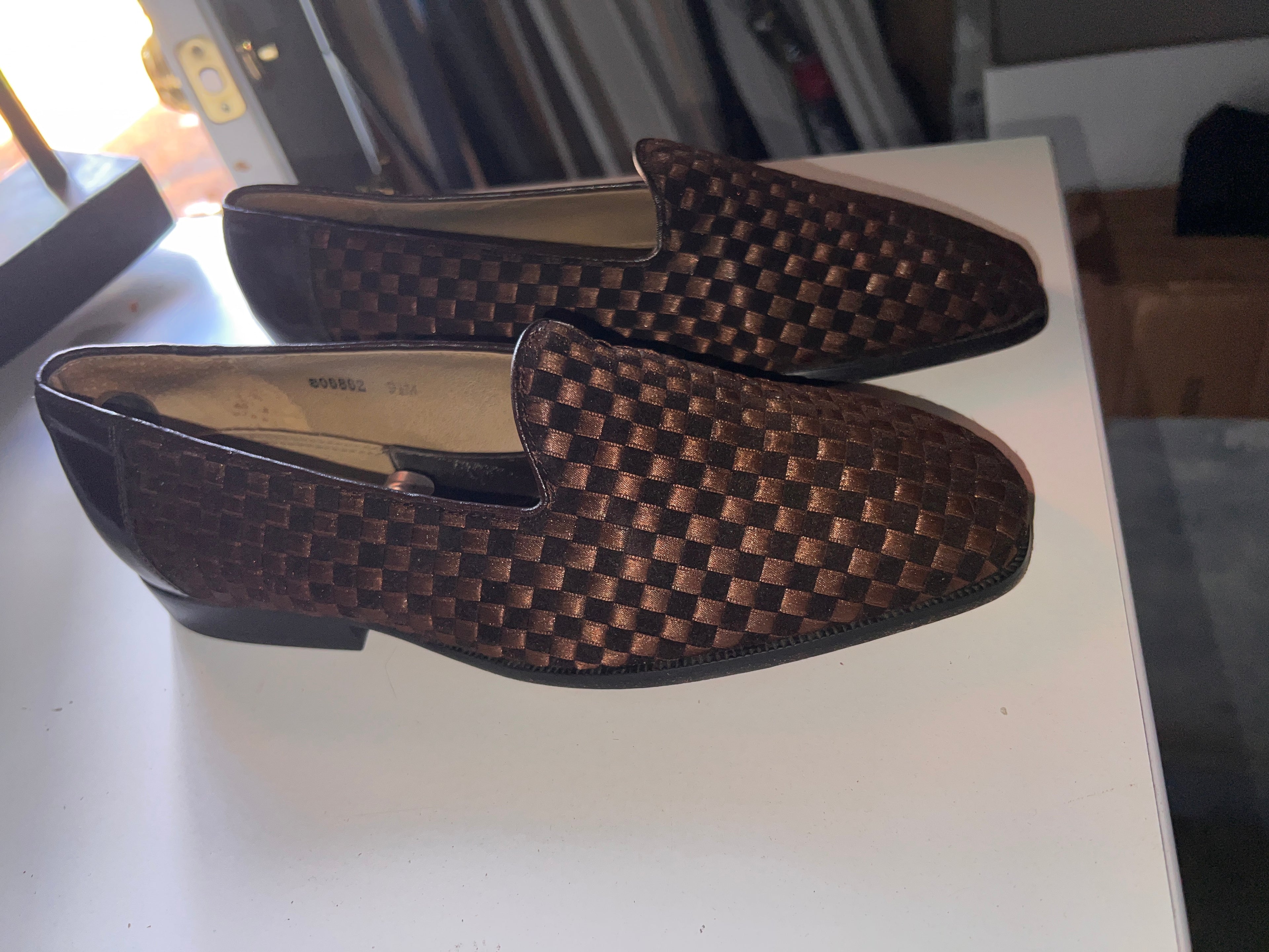 Giorgio Brutini Mens Dress Shoes Size 9.5 M Checkered Tan Brown