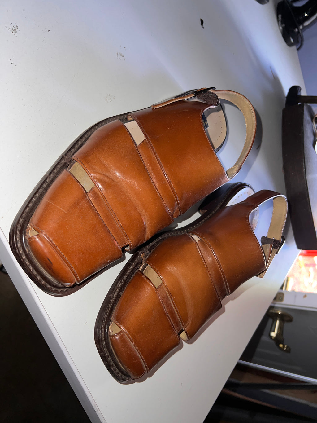 Stacy Adams Tan Leather Mens Size 10 M Dress Sandals