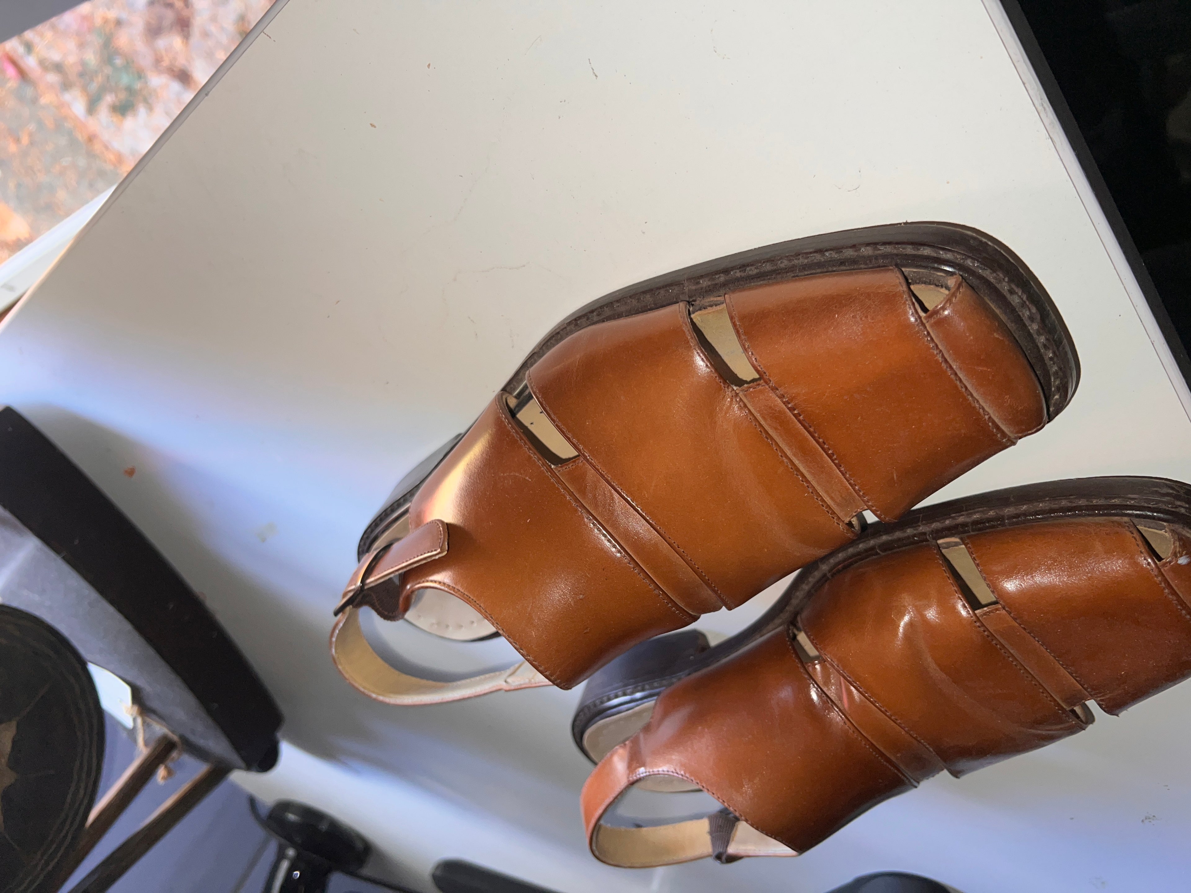 Stacy Adams Tan Leather Mens Size 10 M Dress Sandals