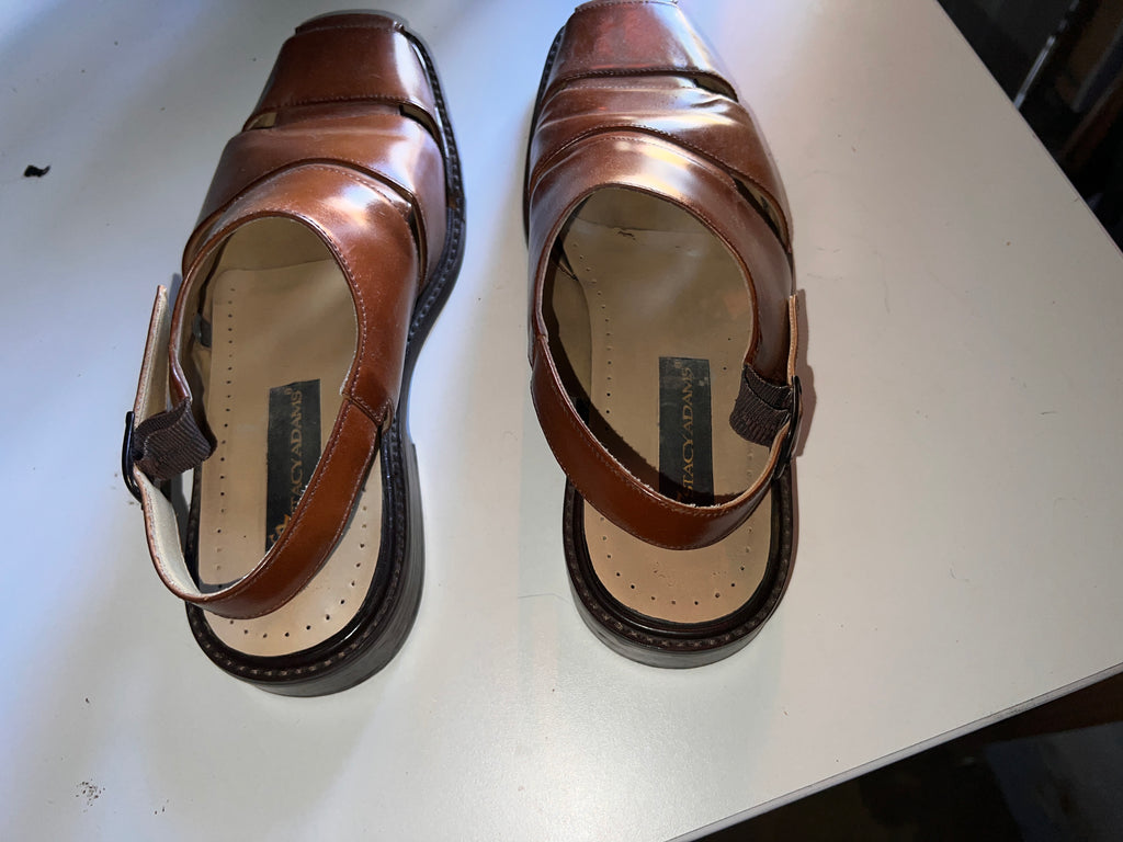 Stacy Adams Tan Leather Mens Size 10 M Dress Sandals