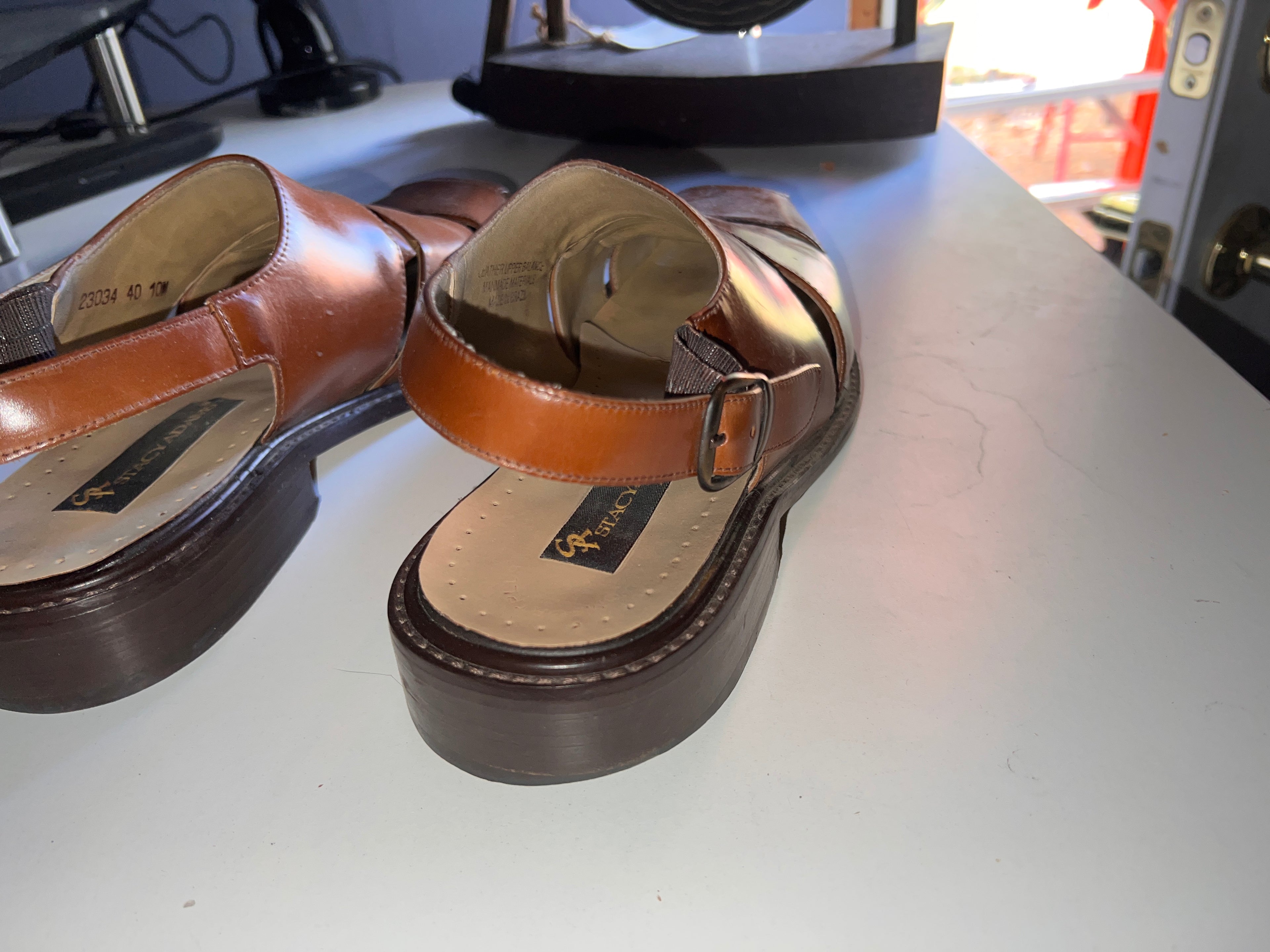 Stacy Adams Tan Leather Mens Size 10 M Dress Sandals