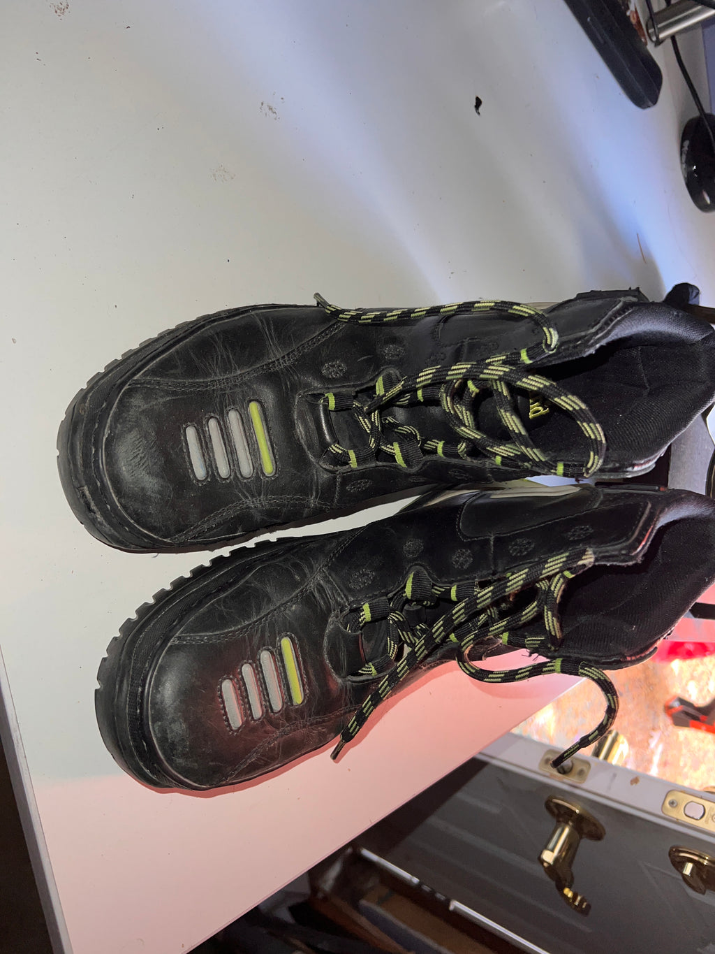 Timberland Motorcycle boots Mens 9.5 M Black Neon Green