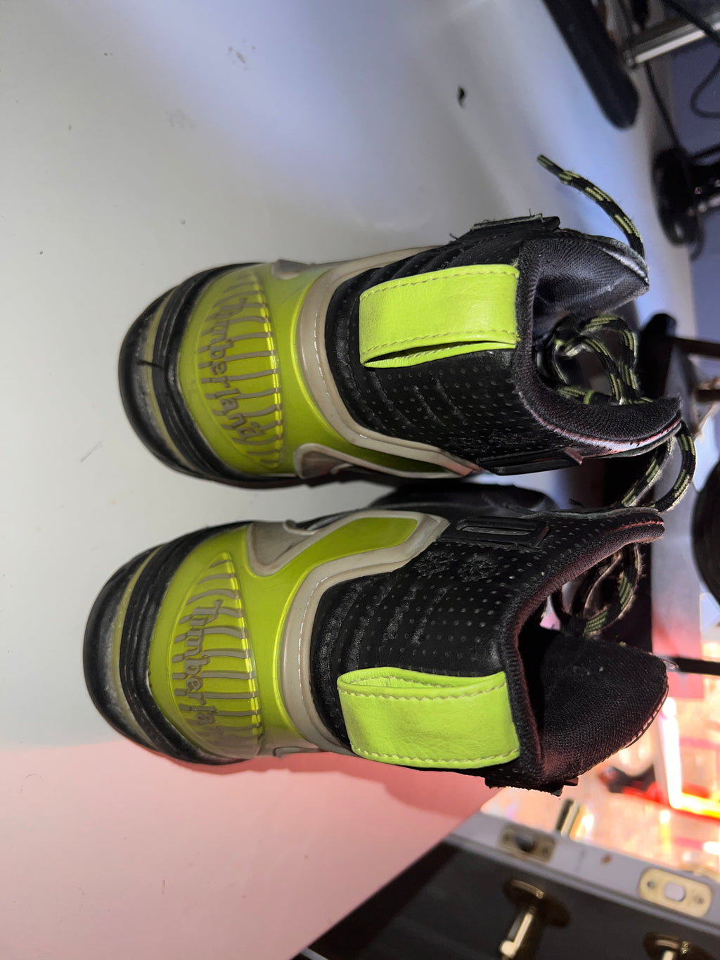 Timberland Motorcycle boots Mens 9.5 M Black Neon Green