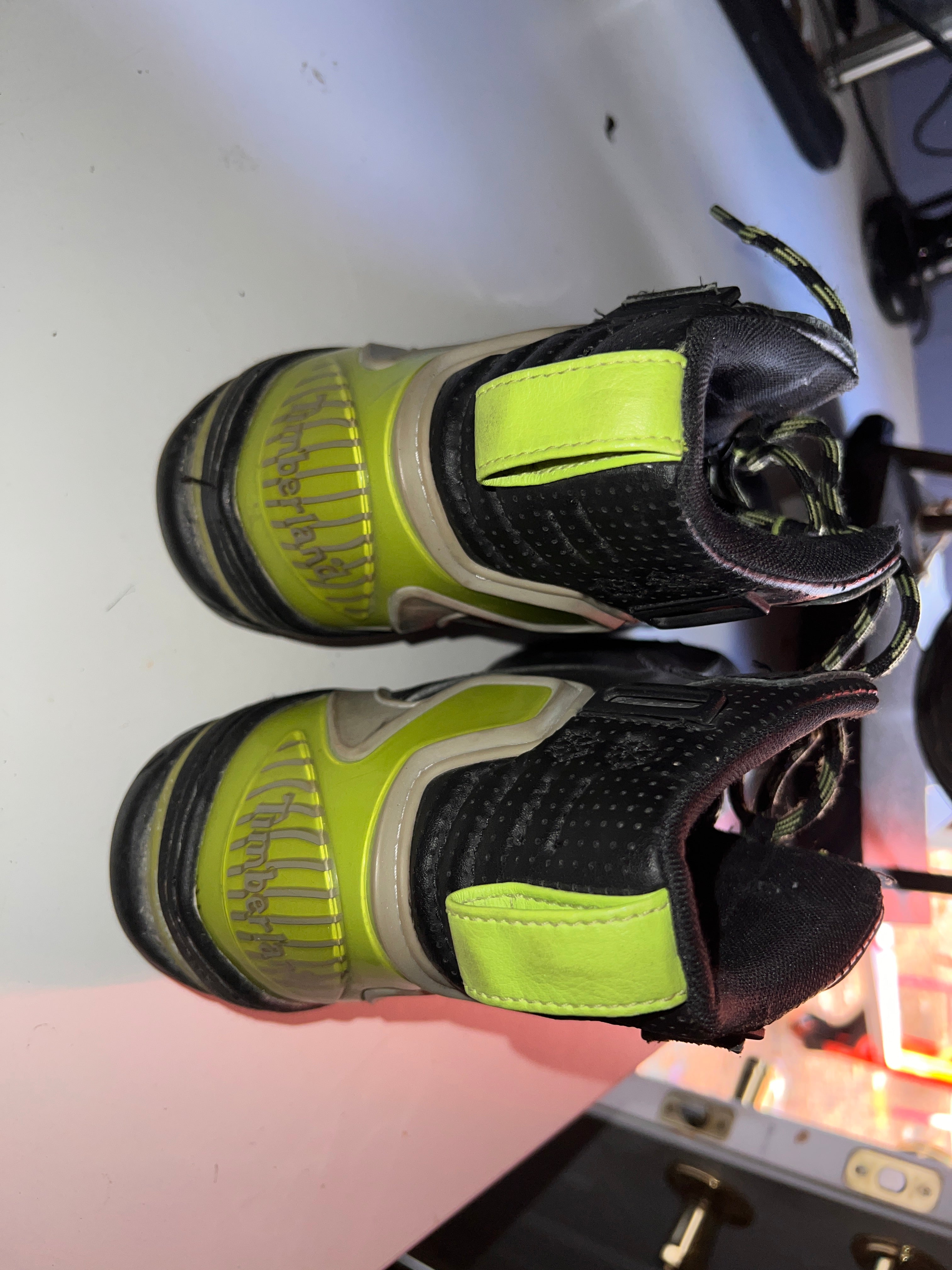 Timberland Motorcycle boots Mens 9.5 M Black Neon Green