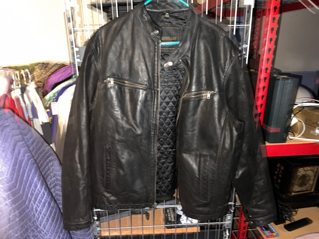 Excelled Mens Leather Bomber Jacket Vintage XL