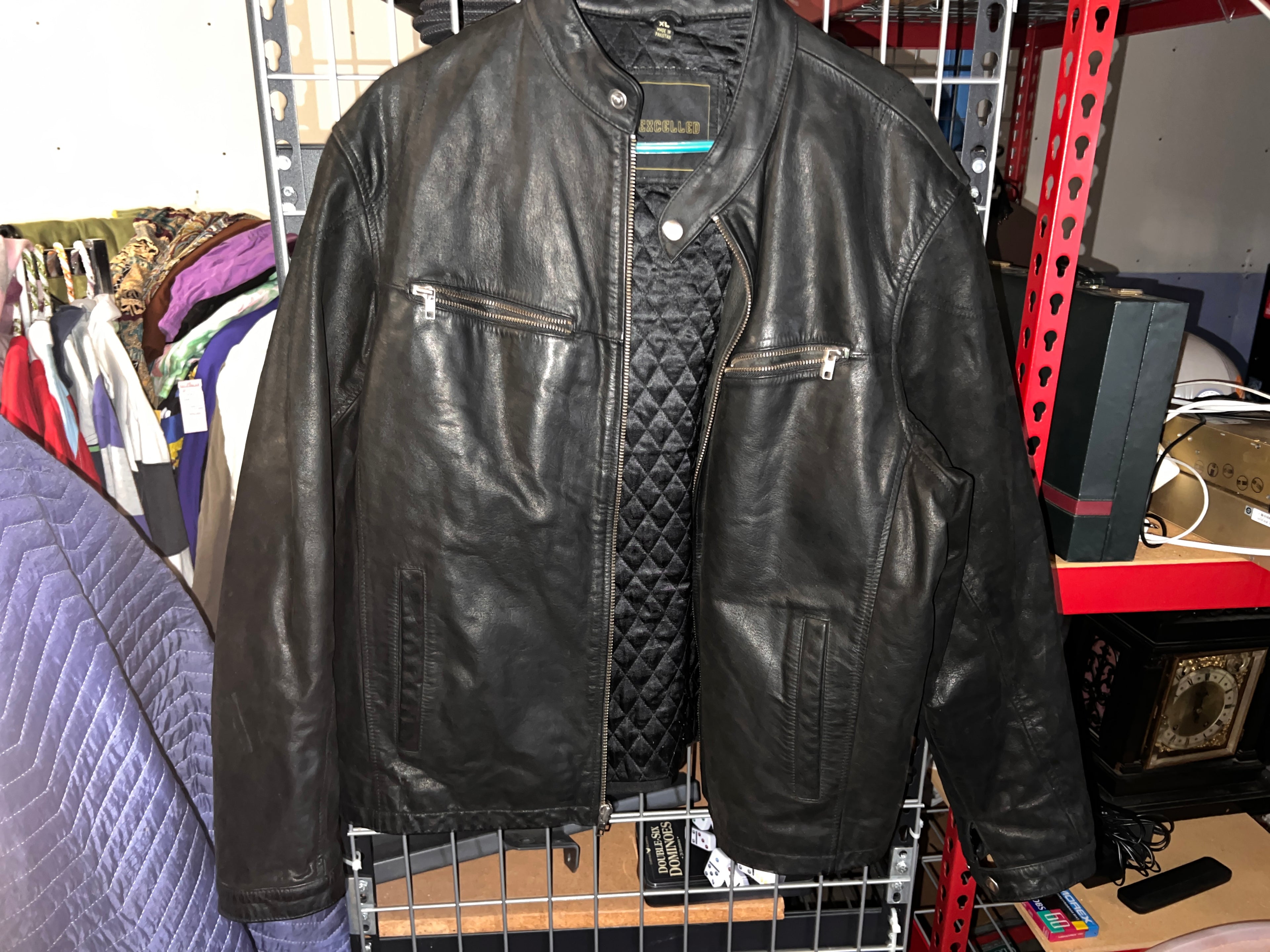 Excelled Mens Leather Bomber Jacket Vintage XL