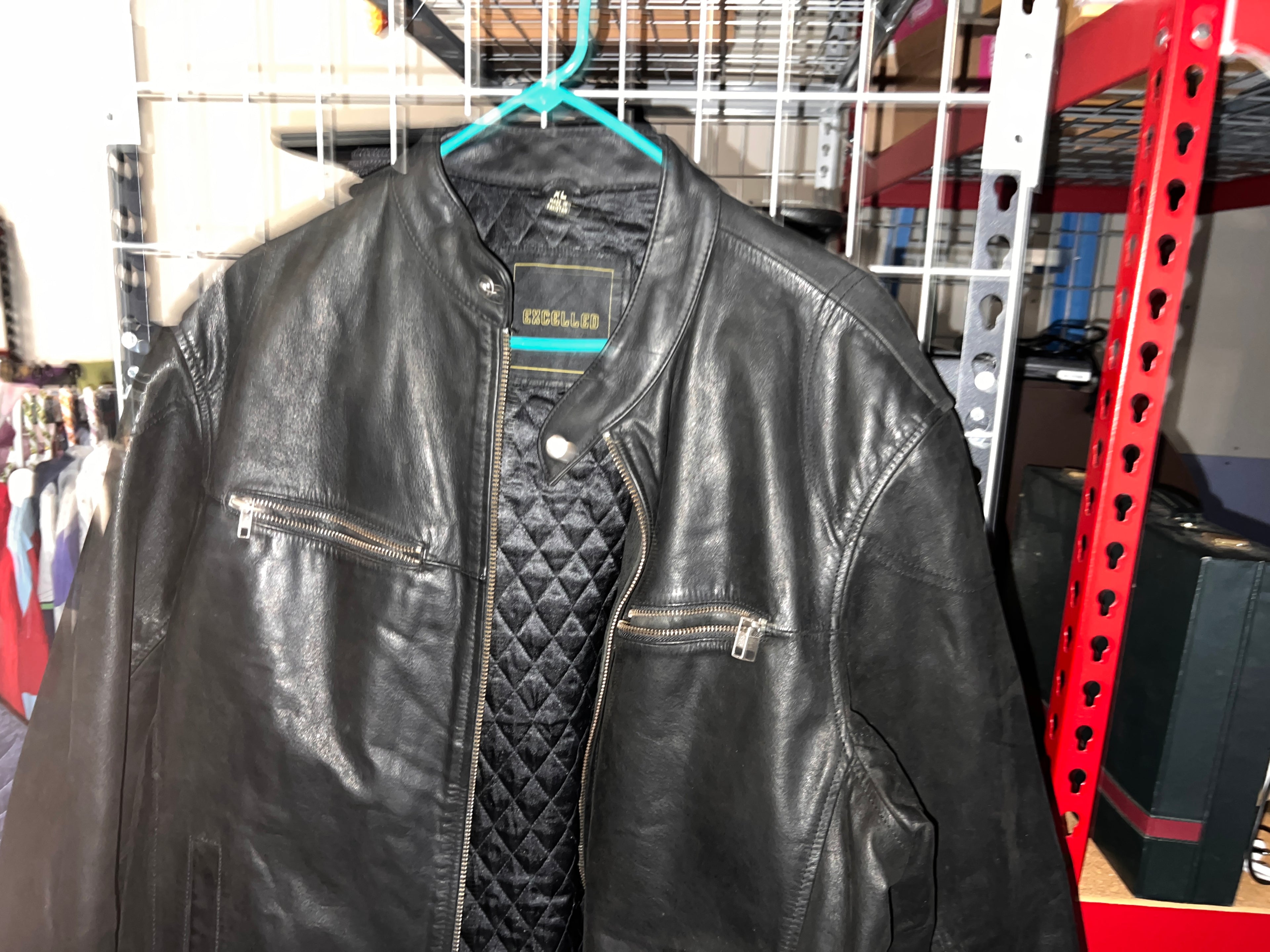Excelled Mens Leather Bomber Jacket Vintage XL