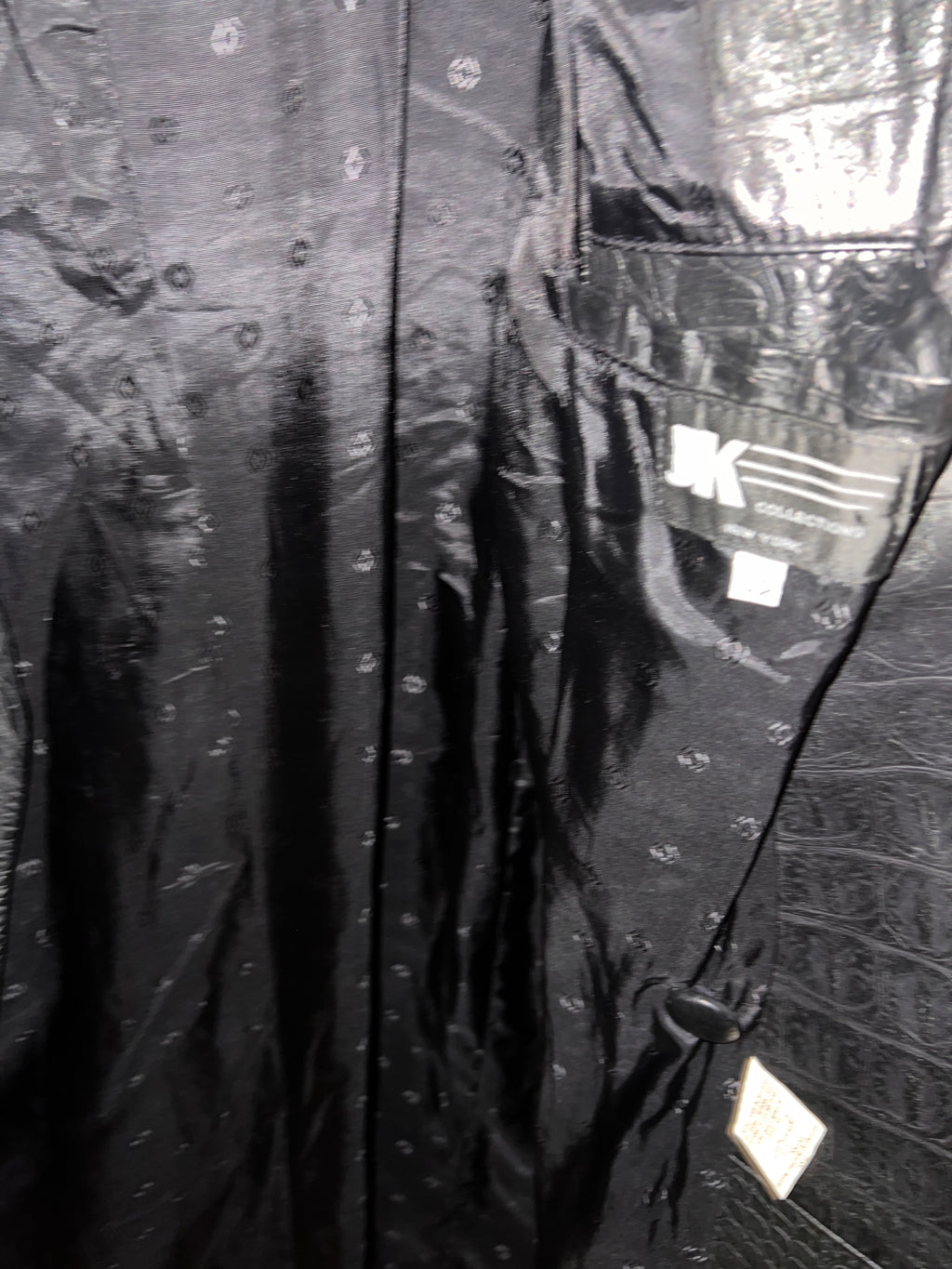 JK Collections New York Crocodile Black leather Trench Coat Mens 42