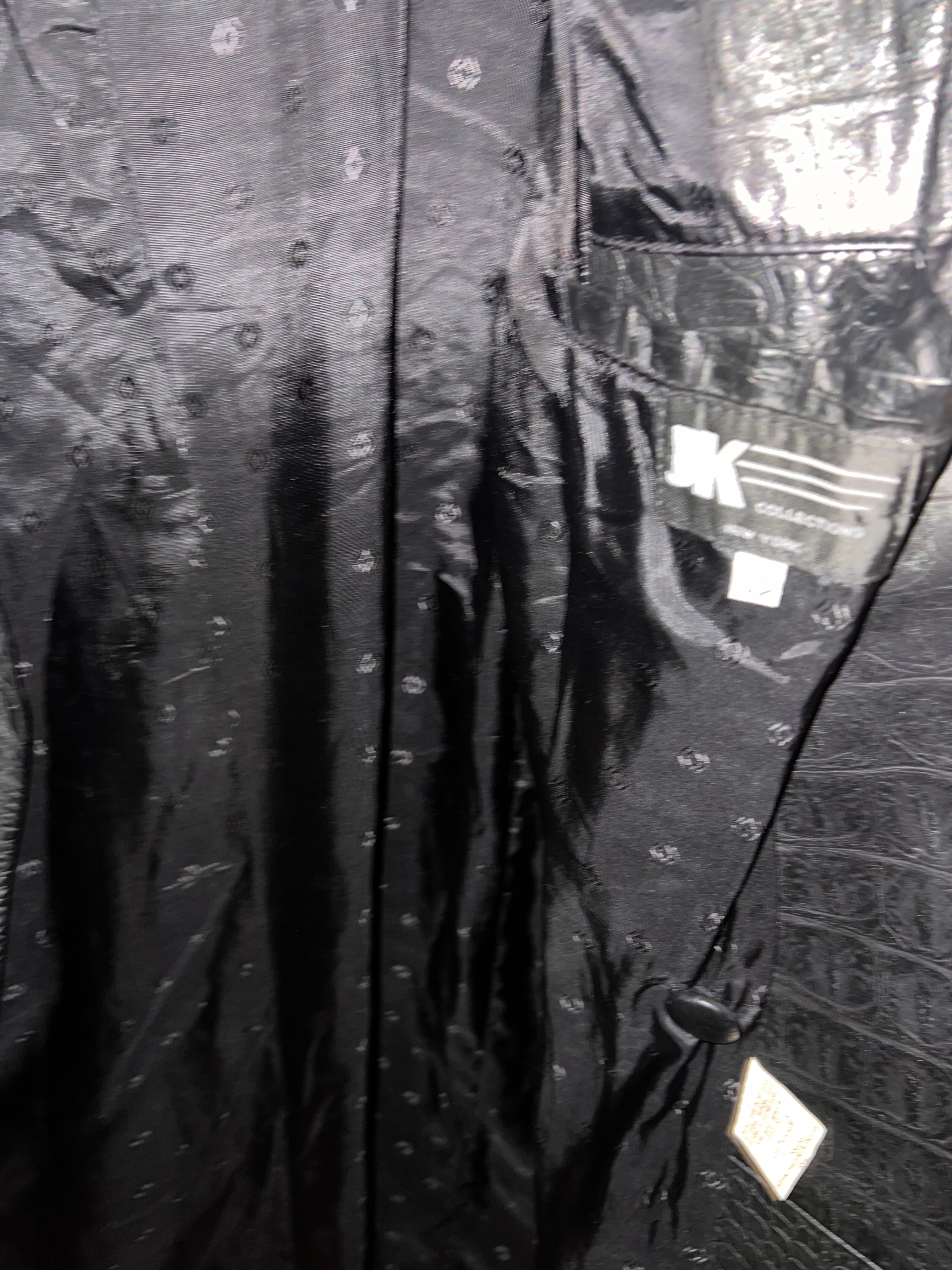 JK Collections New York Crocodile Black leather Trench Coat Mens 42