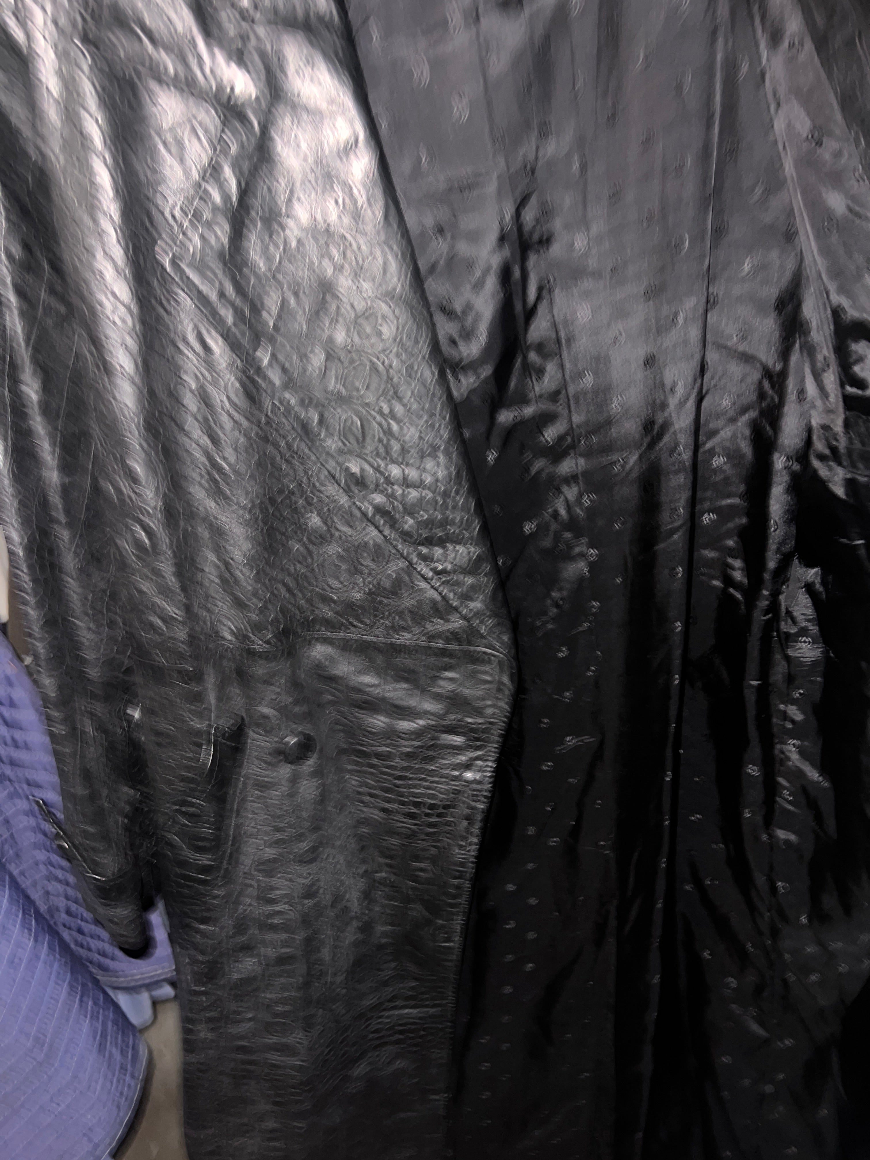 JK Collections New York Crocodile Black leather Trench Coat Mens 42