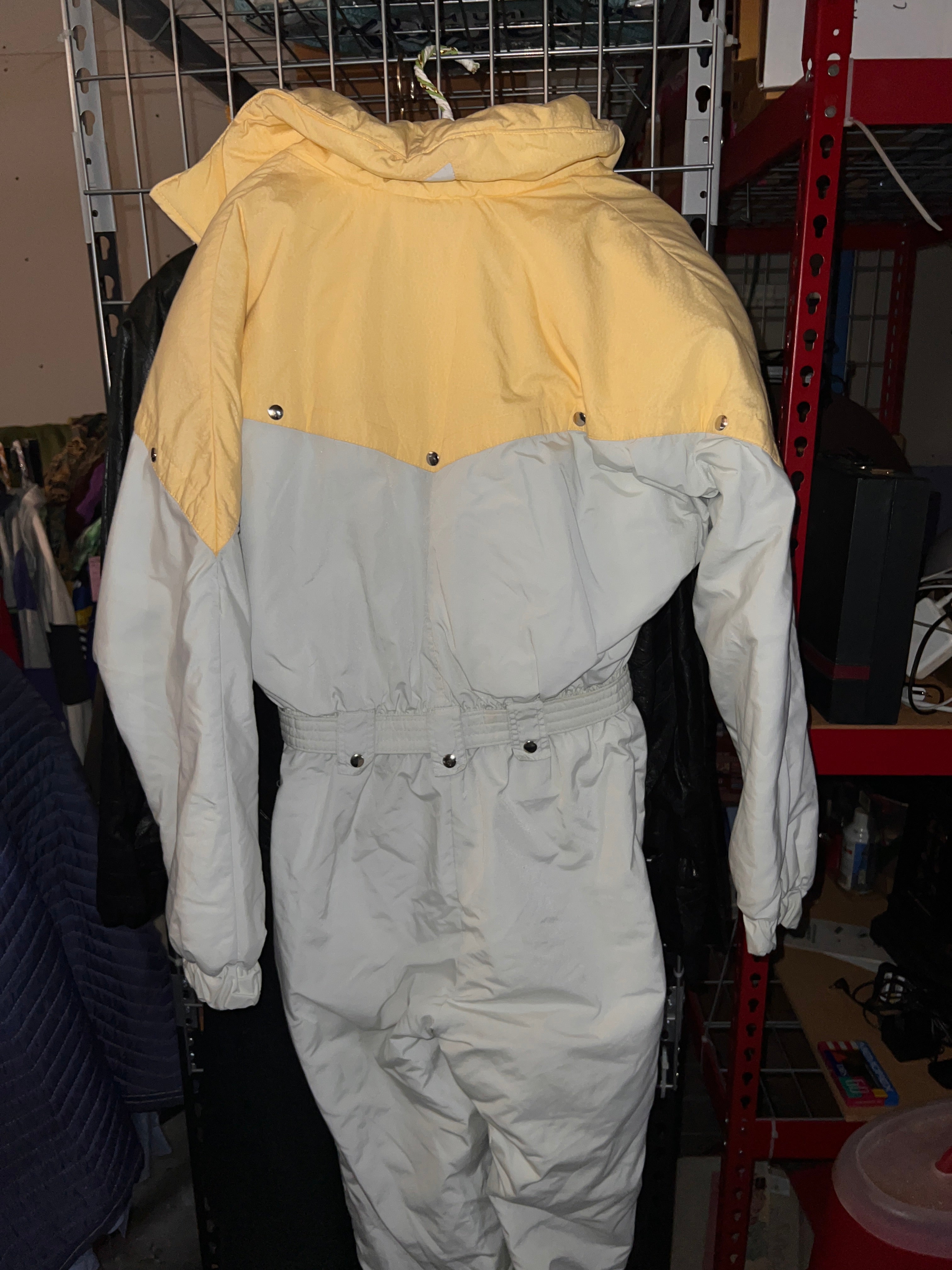 Womens powderhorn vintage Yellow and White Size 12 Snow Suit Jacket