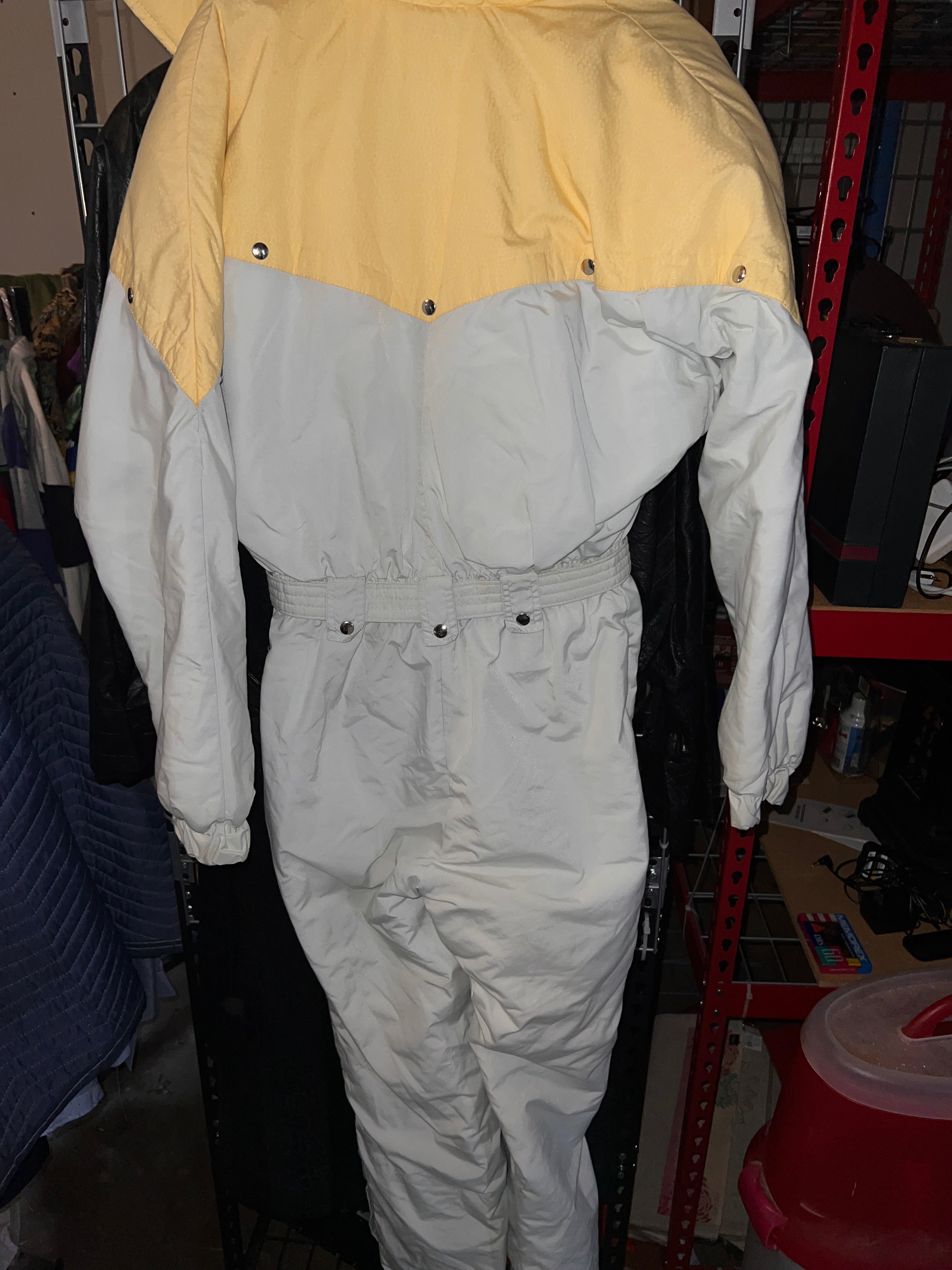 Womens powderhorn vintage Yellow and White Size 12 Snow Suit Jacket