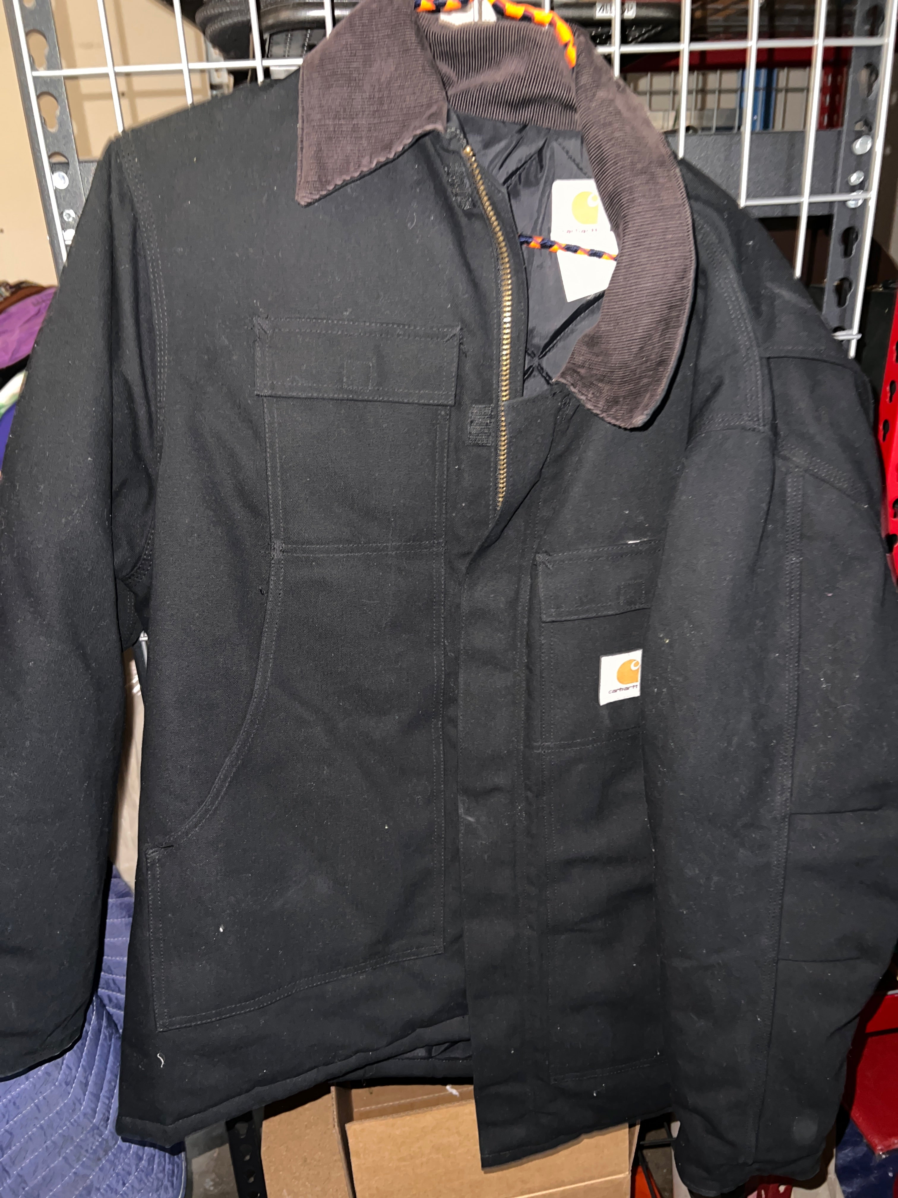 VTG Carhartt C03 USA Black Canvas Arctic Insulated Jacket Coat 50 Regular (2XL)