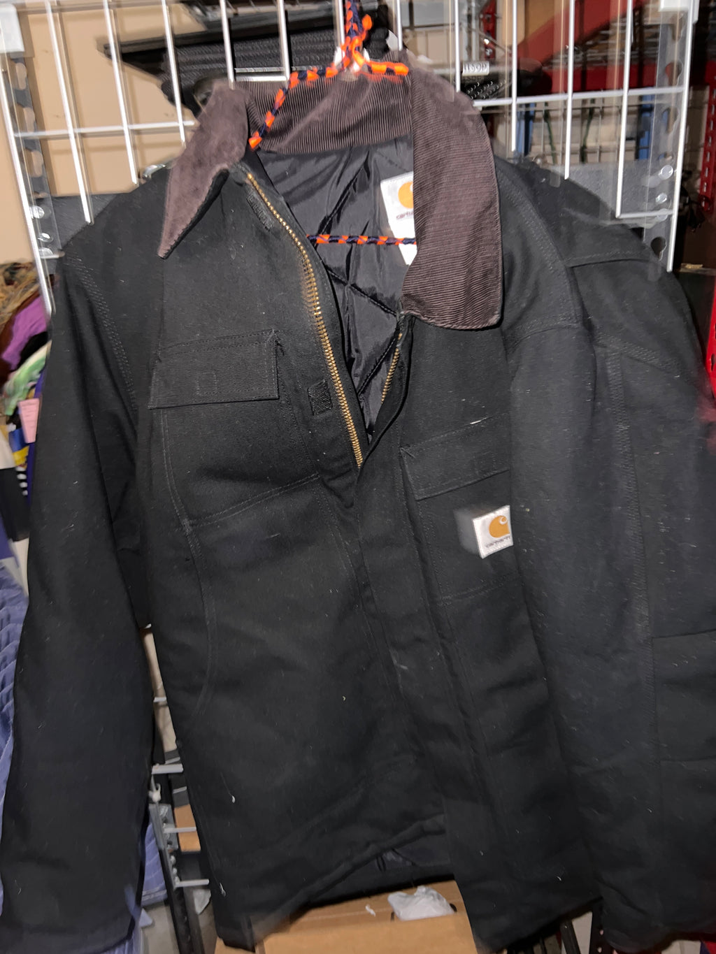 VTG Carhartt C03 USA Black Canvas Arctic Insulated Jacket Coat 50 Regular (2XL)