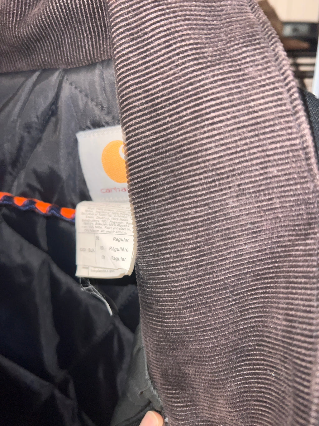 VTG Carhartt C03 USA Black Canvas Arctic Insulated Jacket Coat 50 Regular (2XL)