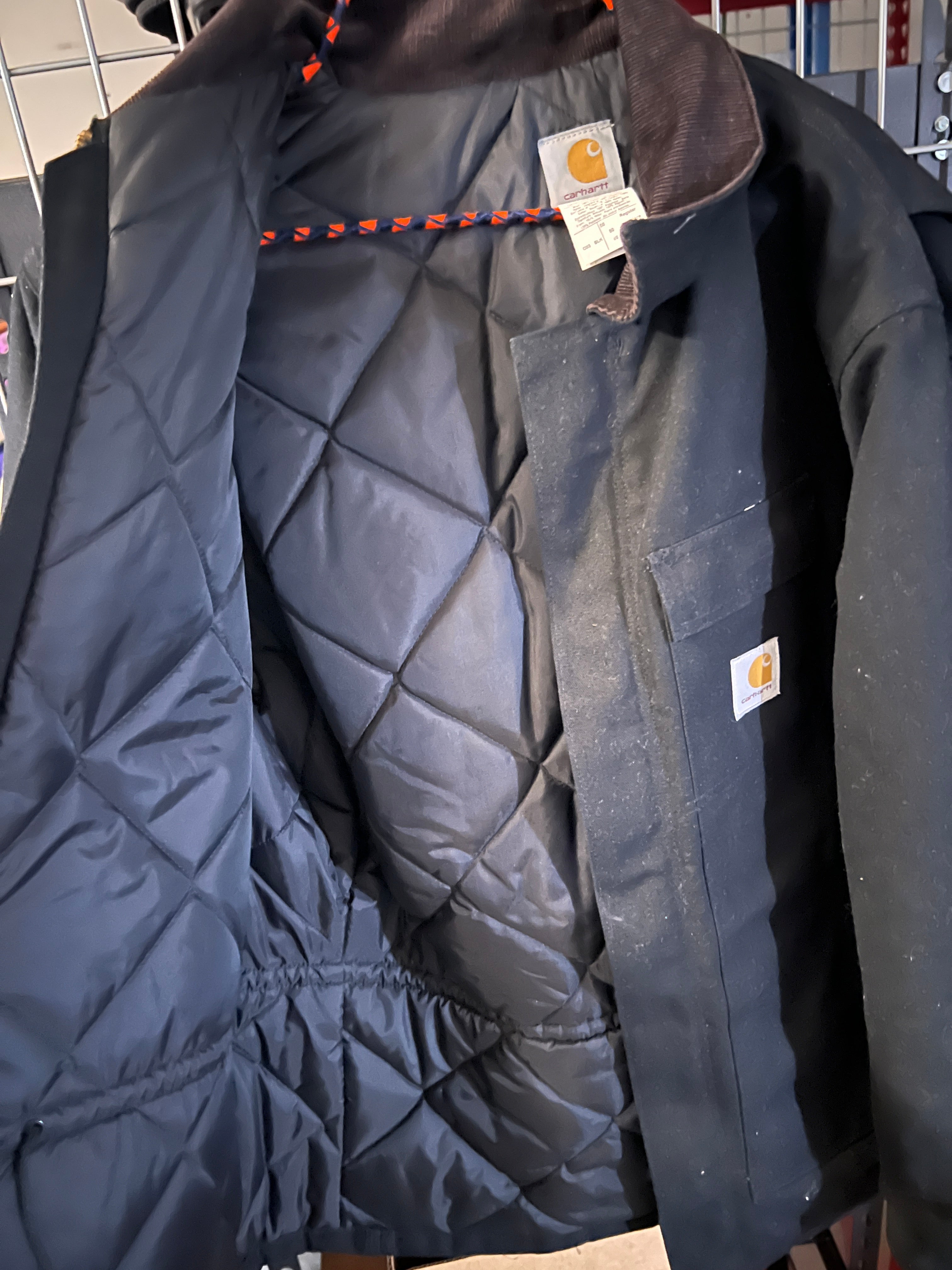 VTG Carhartt C03 USA Black Canvas Arctic Insulated Jacket Coat 50 Regular (2XL)